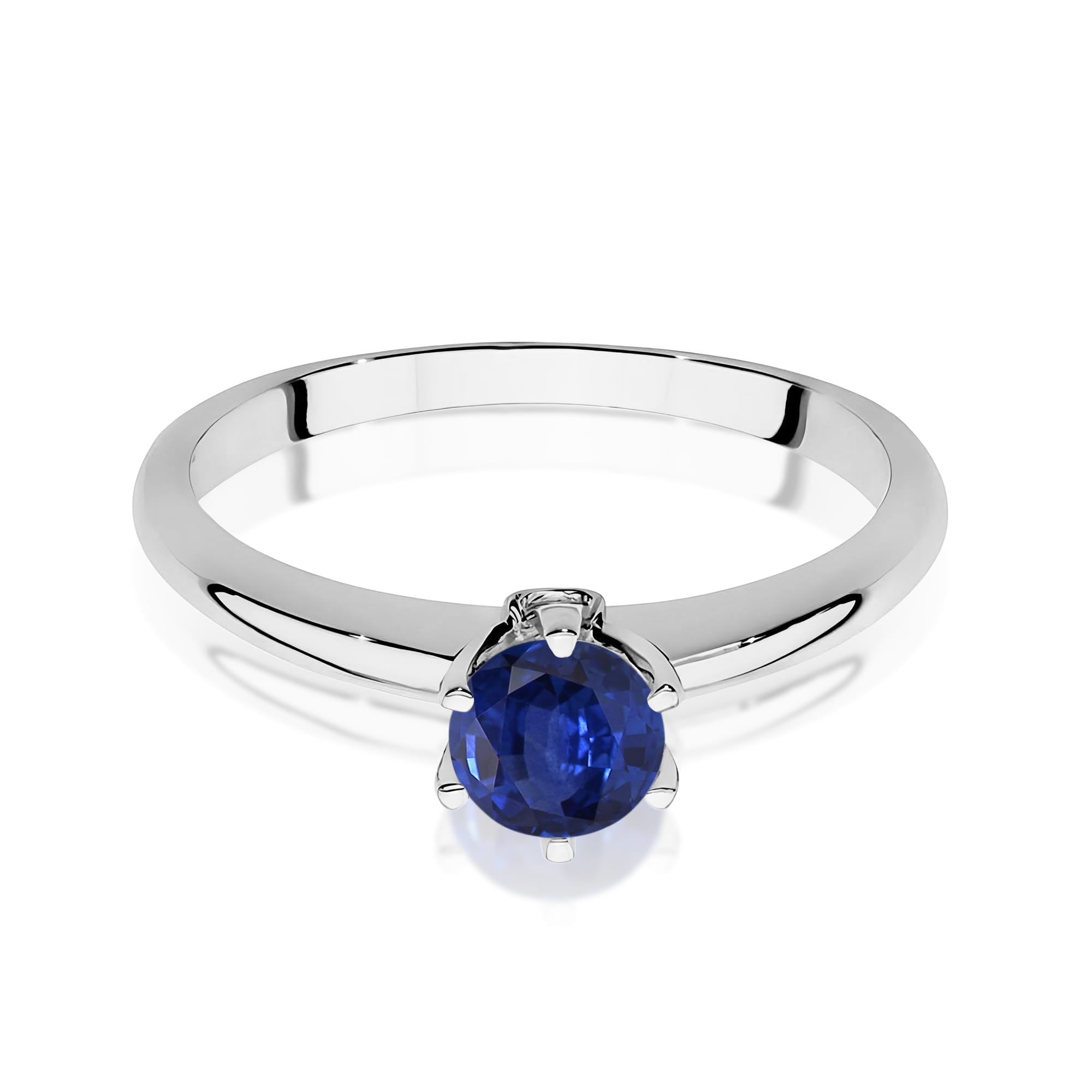 Inel Aur 9K cu Safir 0.50 ct si Diamante Naturale 0.04 ct