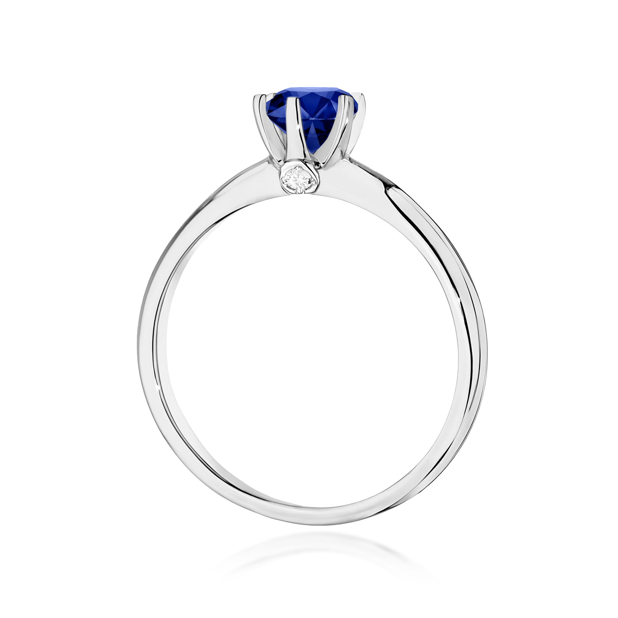 Inel Aur 9K cu Safir 0.50 ct si Diamante Naturale 0.04 ct