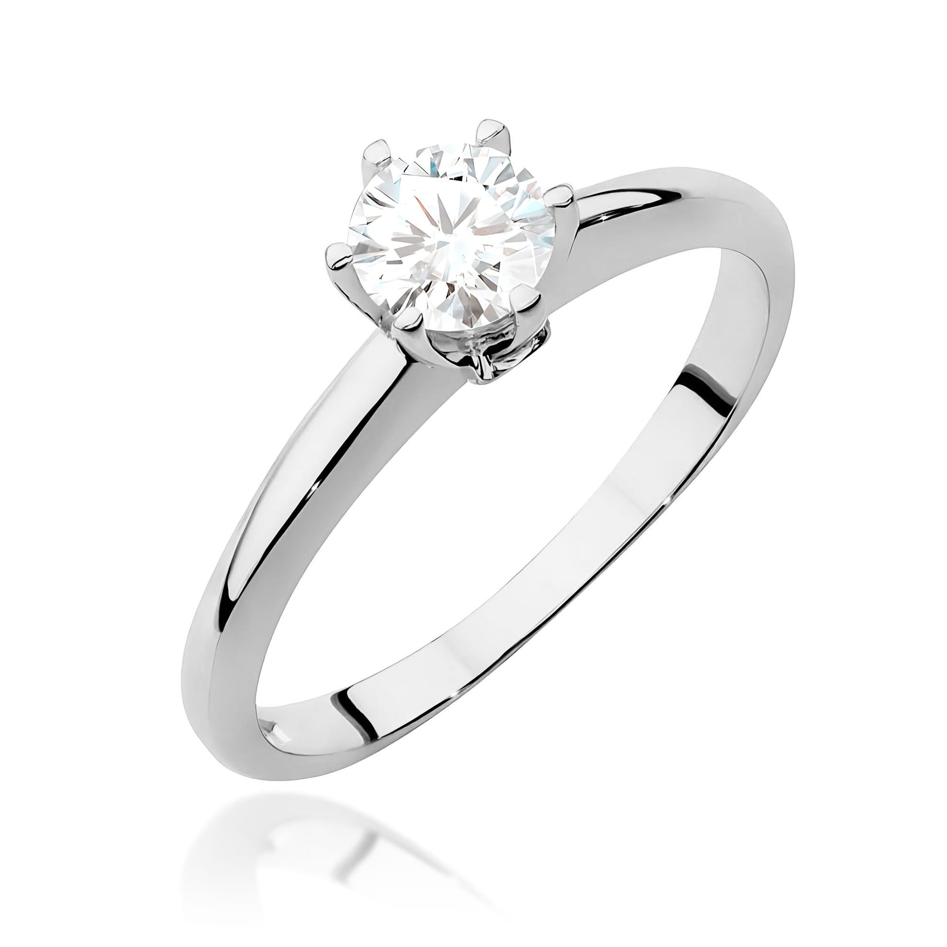Inel Aur 9K cu Safir Alb 0.60 ct si Diamante Naturale 0.04 ct