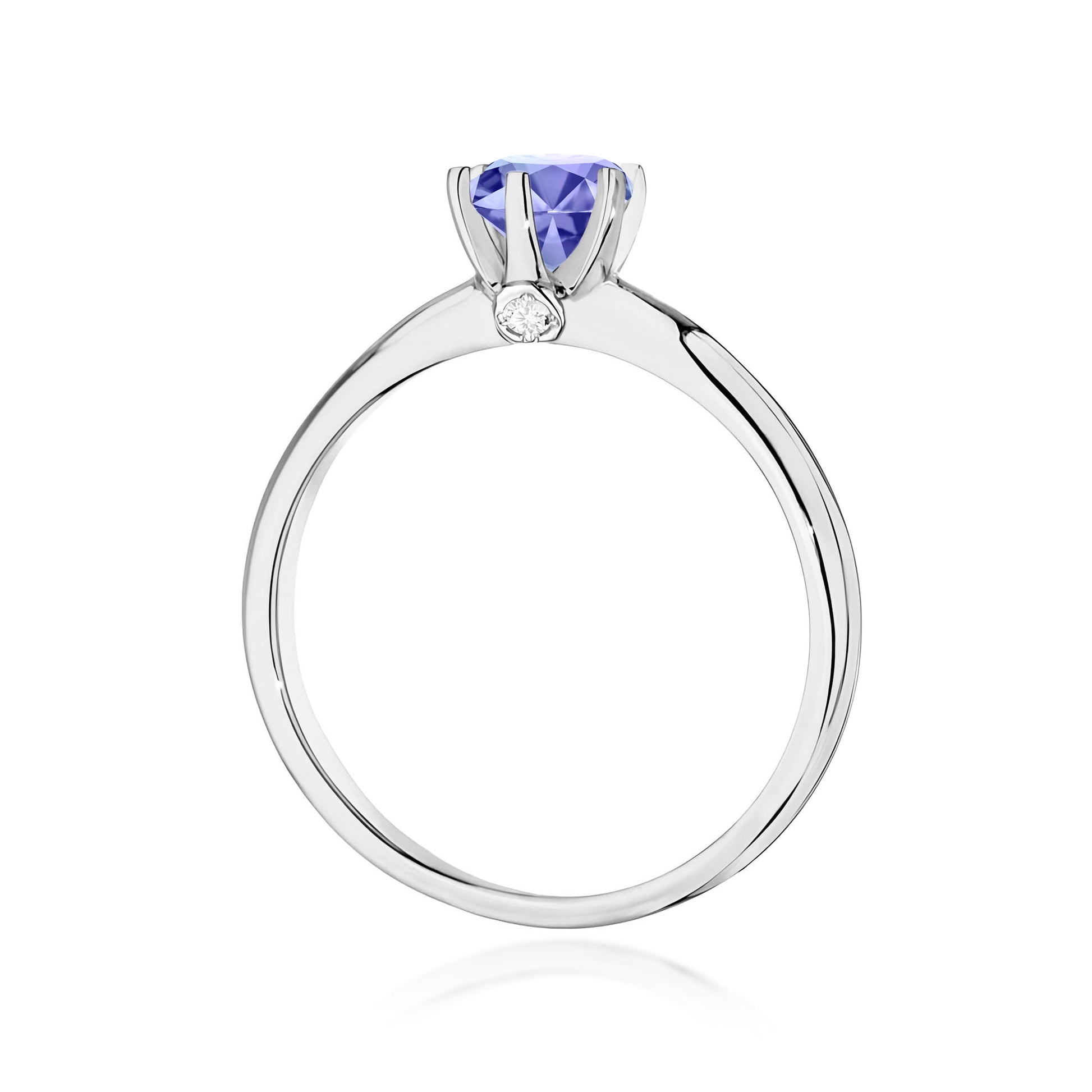 Inel Aur 9K cu Tanzanit 0.50 ct si Diamante Naturale 0.04 ct