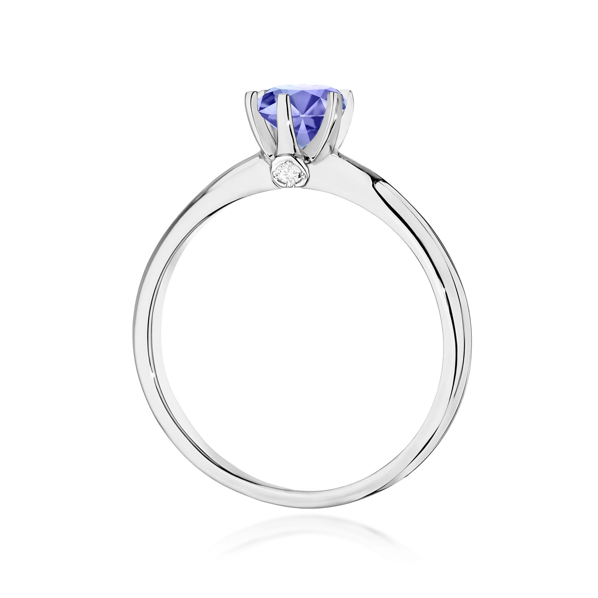 Inel Aur 9K cu Tanzanit 0.50 ct si Diamante Naturale 0.04 ct
