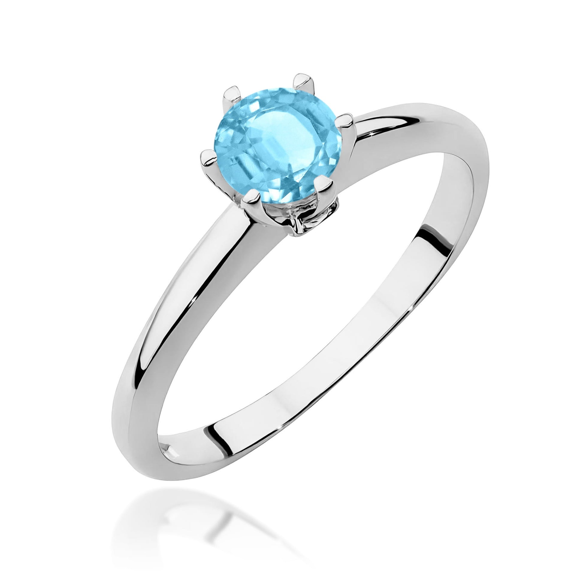 Inel Aur 9K cu Topaz Swiss 0.50 ct si Diamante Naturale 0.04 ct