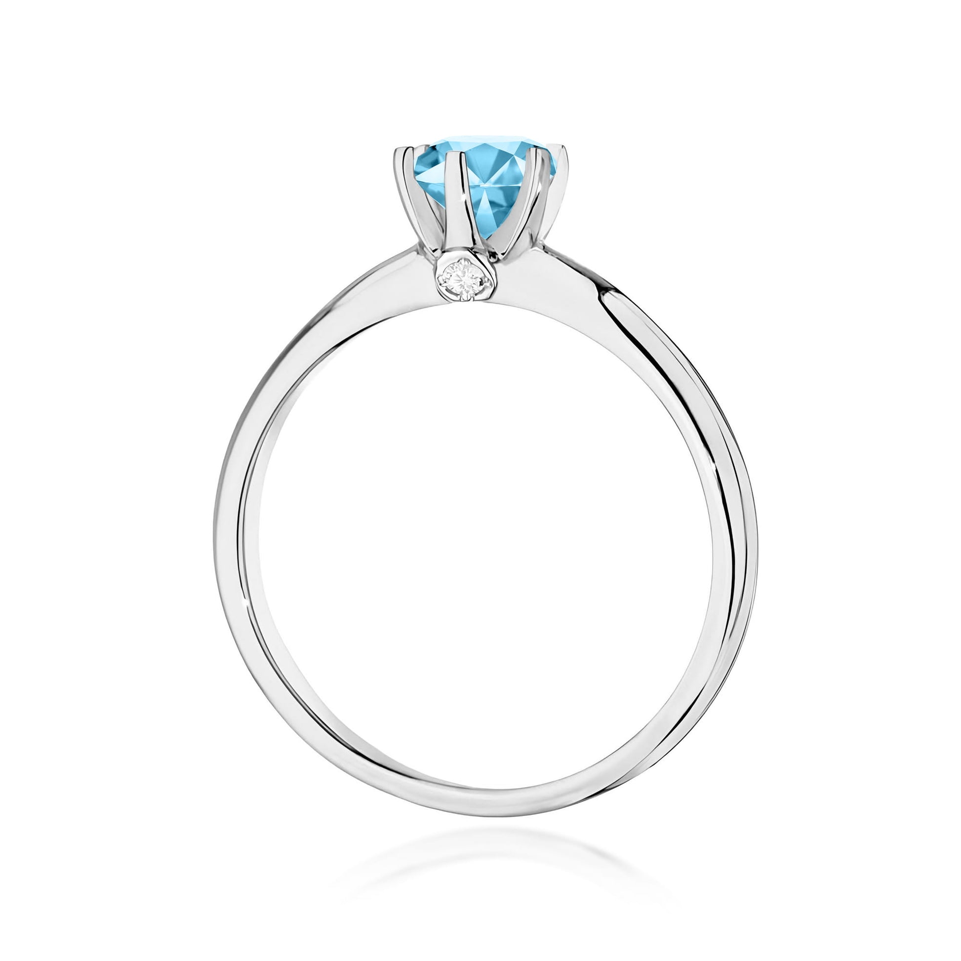 Inel Aur 9K cu Topaz Swiss 0.50 ct si Diamante Naturale 0.04 ct