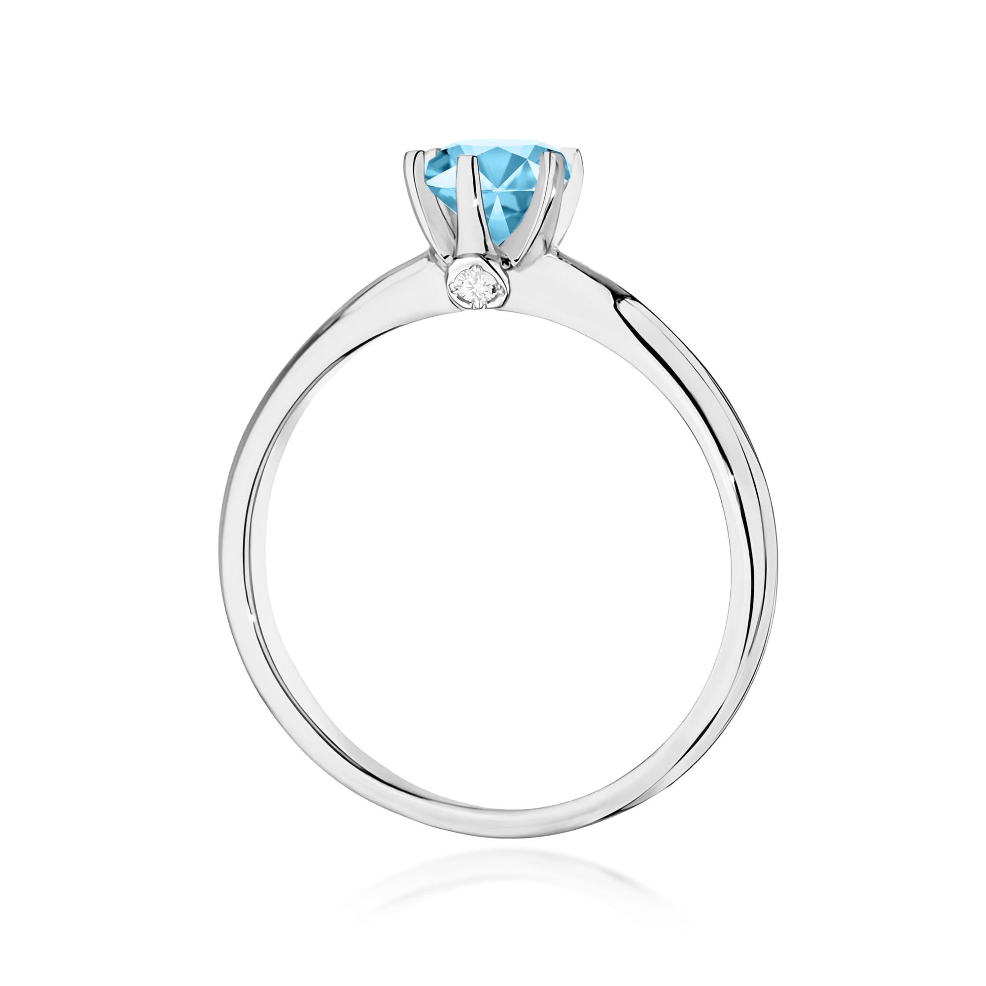 Inel Aur 9K cu Topaz Swiss 0.50 ct si Diamante Naturale 0.04 ct