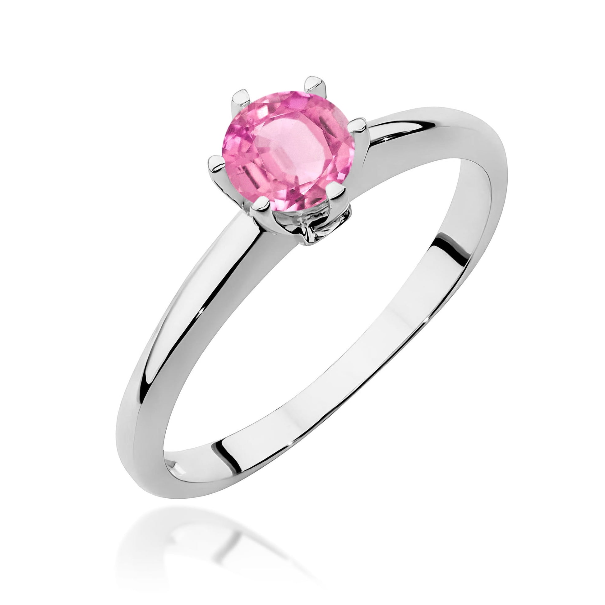 Inel Aur 9K cu Topaz Roz 0.60 ct si Diamante Naturale 0.04 ct