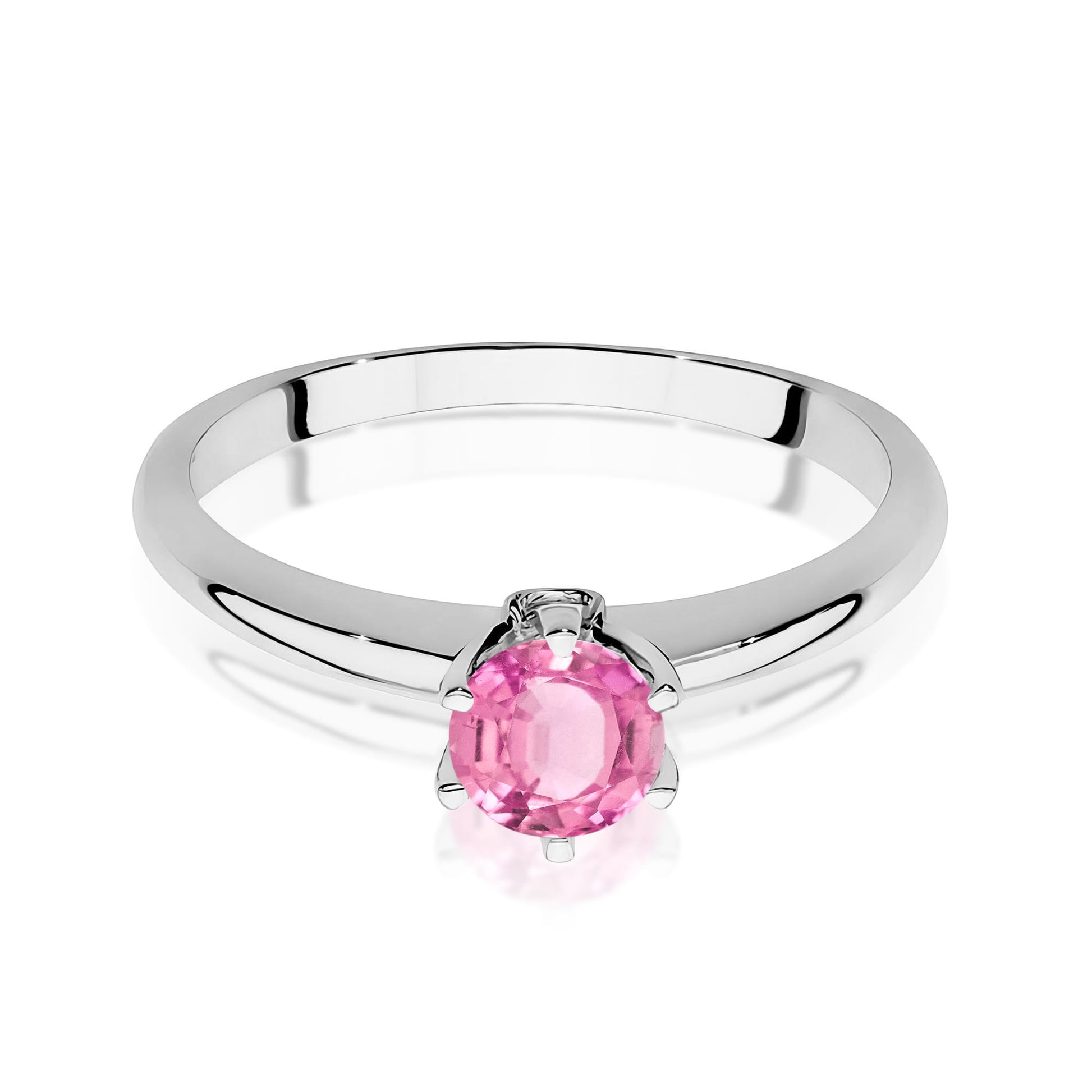 Inel Aur 9K cu Topaz Roz 0.60 ct si Diamante Naturale 0.04 ct