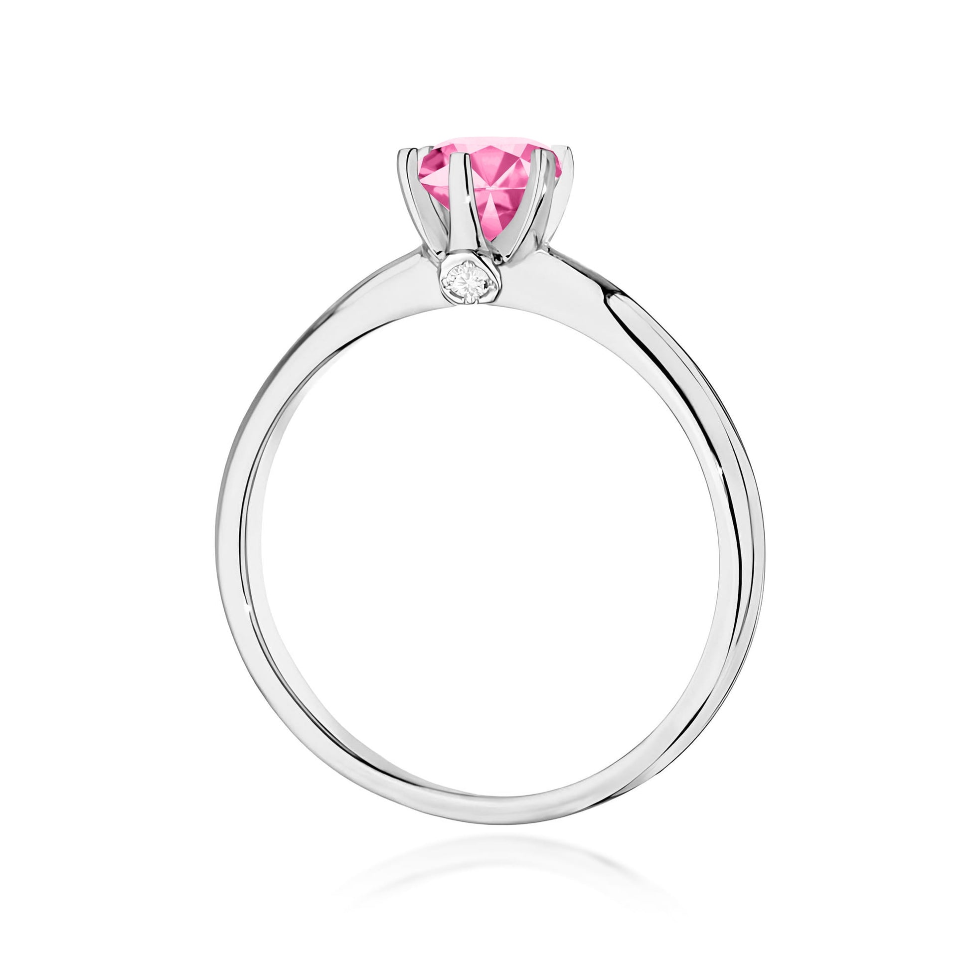 Inel Aur 9K cu Topaz Roz 0.60 ct si Diamante Naturale 0.04 ct