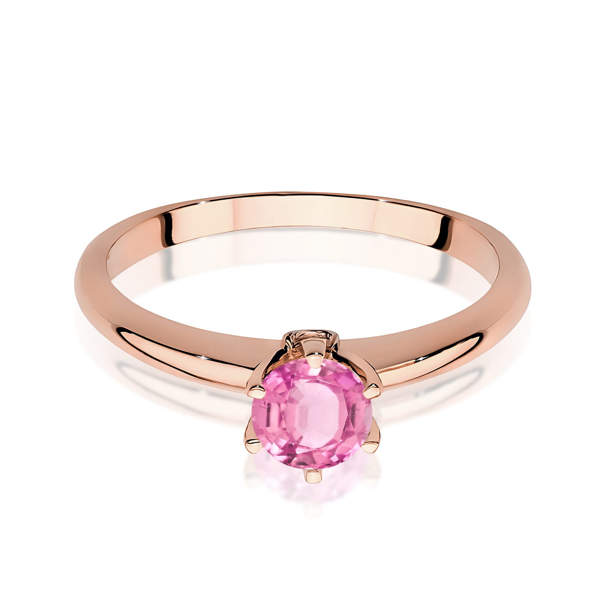 Inel Aur 14K cu Topaz Roz 0.60 ct si Diamante Naturale 0.04 ct