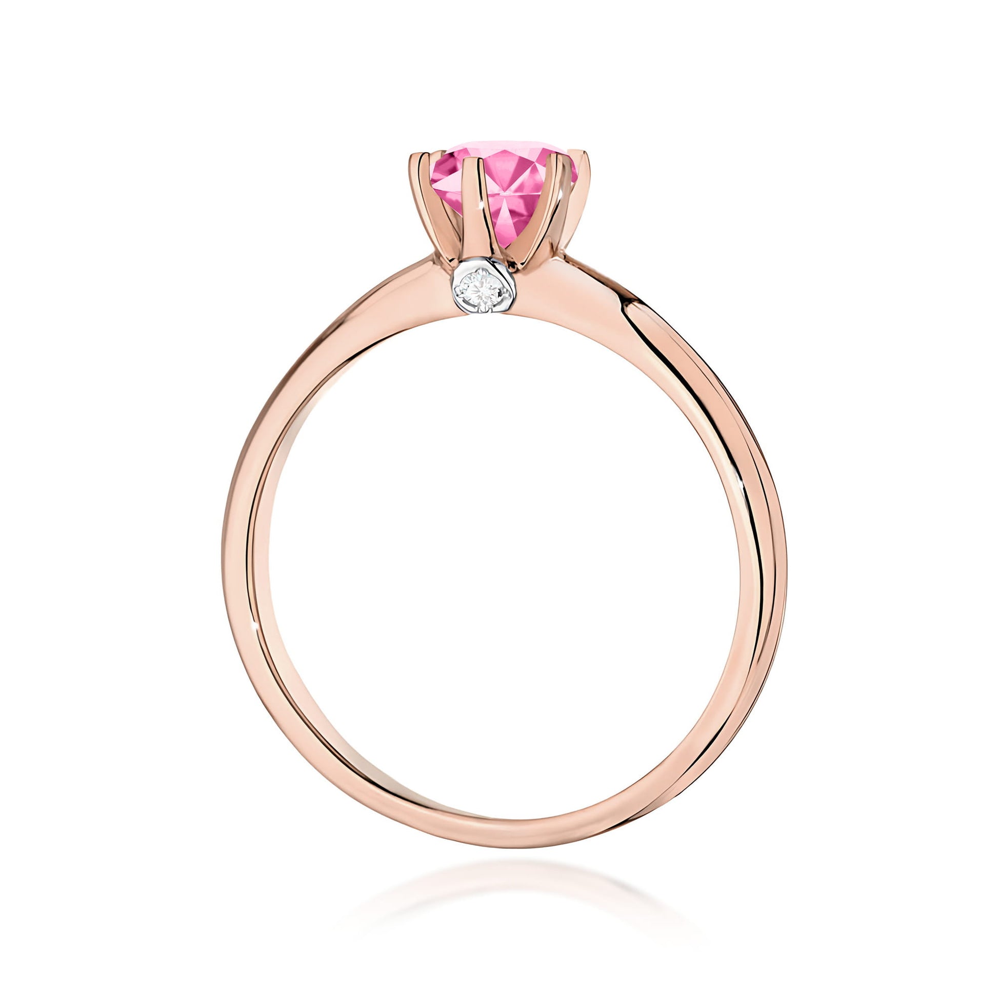 Inel Aur 14K cu Topaz Roz 0.60 ct si Diamante Naturale 0.04 ct