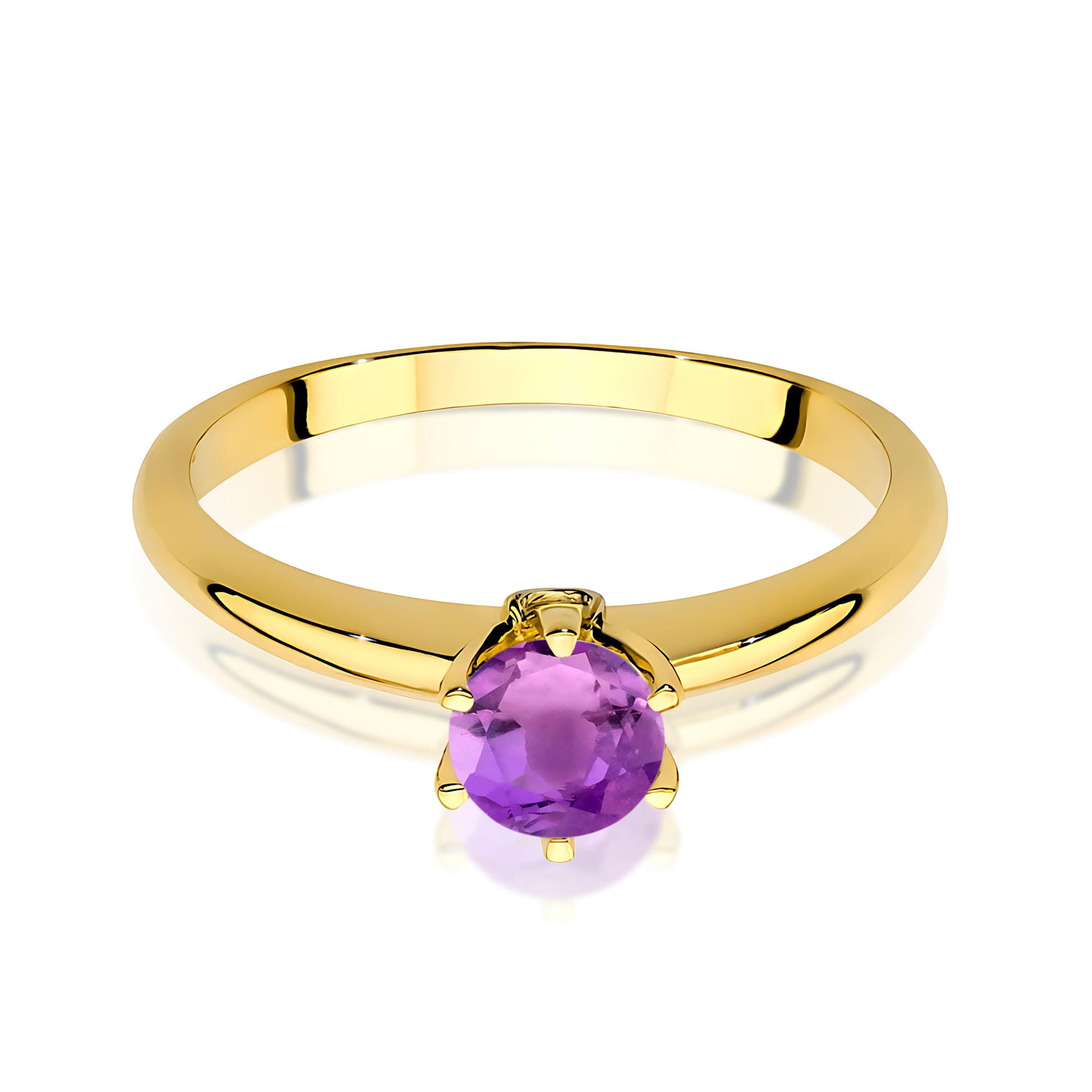 Inel Aur 9K cu Ametist 0.50 ct si Diamante Naturale 0.04 ct