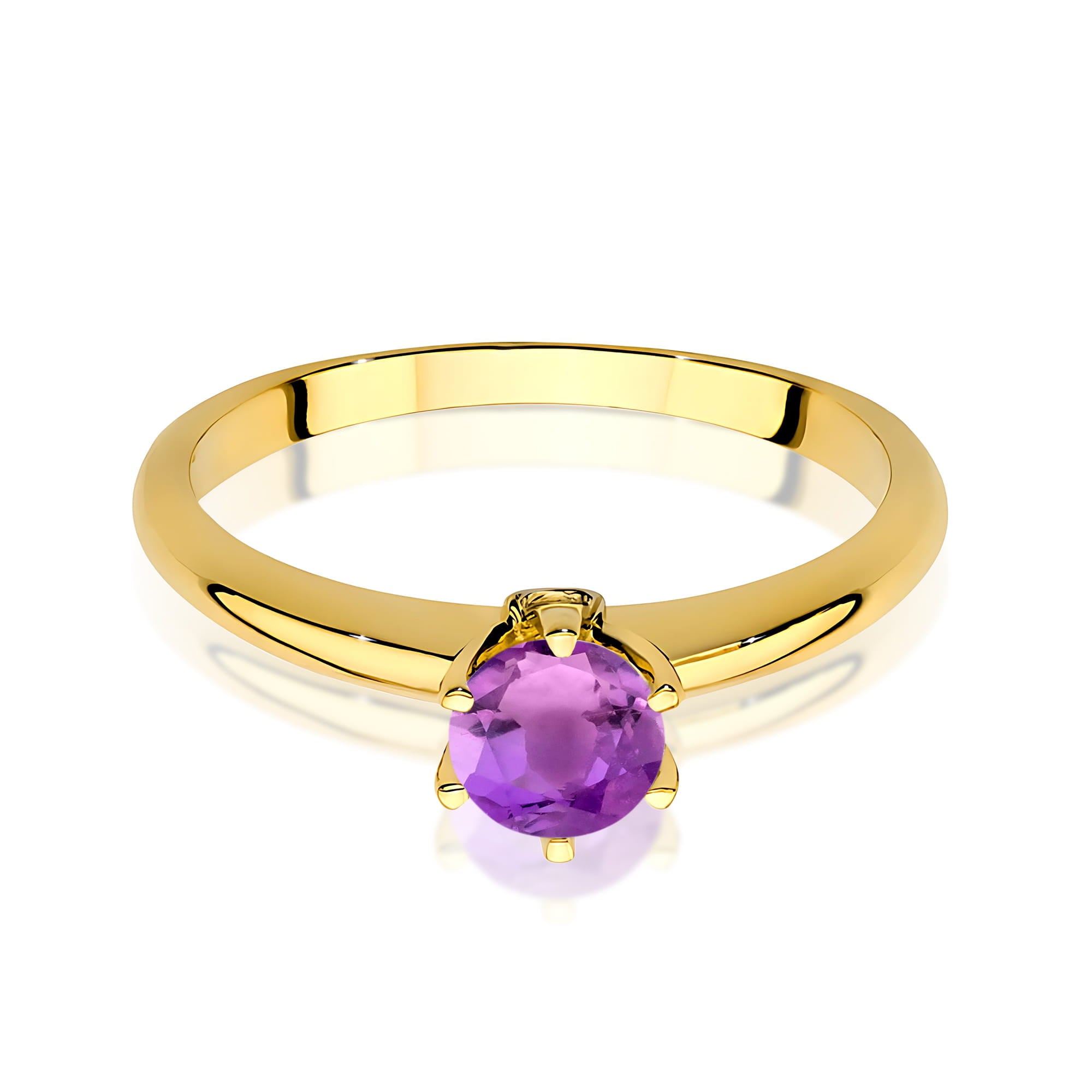 Inel Aur 9K cu Ametist 0.50 ct si Diamante Naturale 0.04 ct