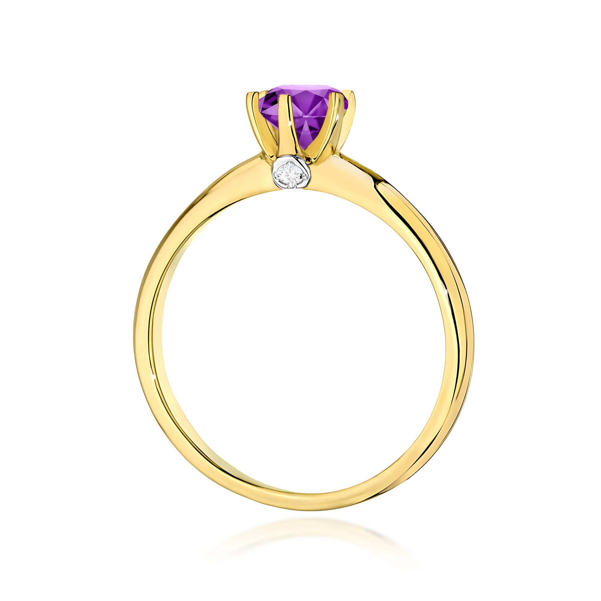 Inel Aur 9K cu Ametist 0.50 ct si Diamante Naturale 0.04 ct