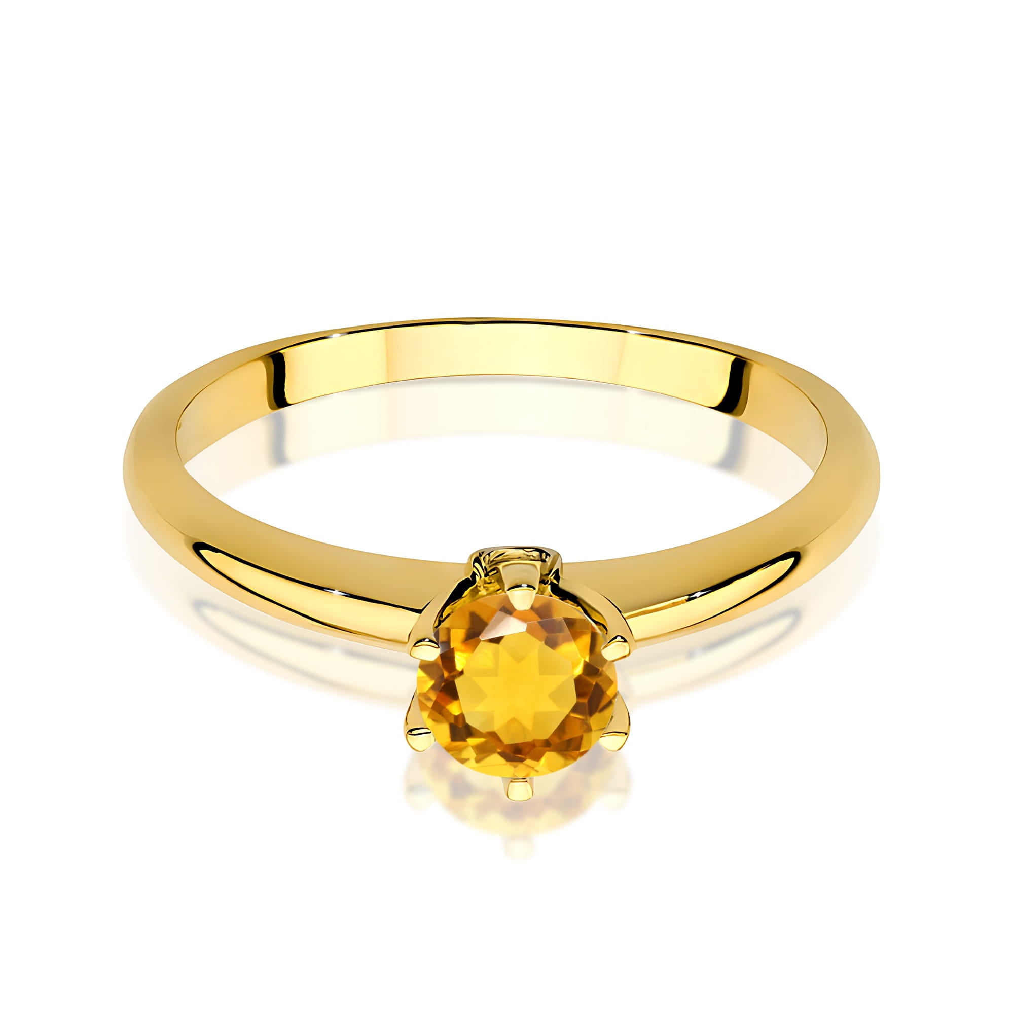 Inel Aur 9K cu Citrin 0.50 ct si Diamante Naturale 0.04 ct