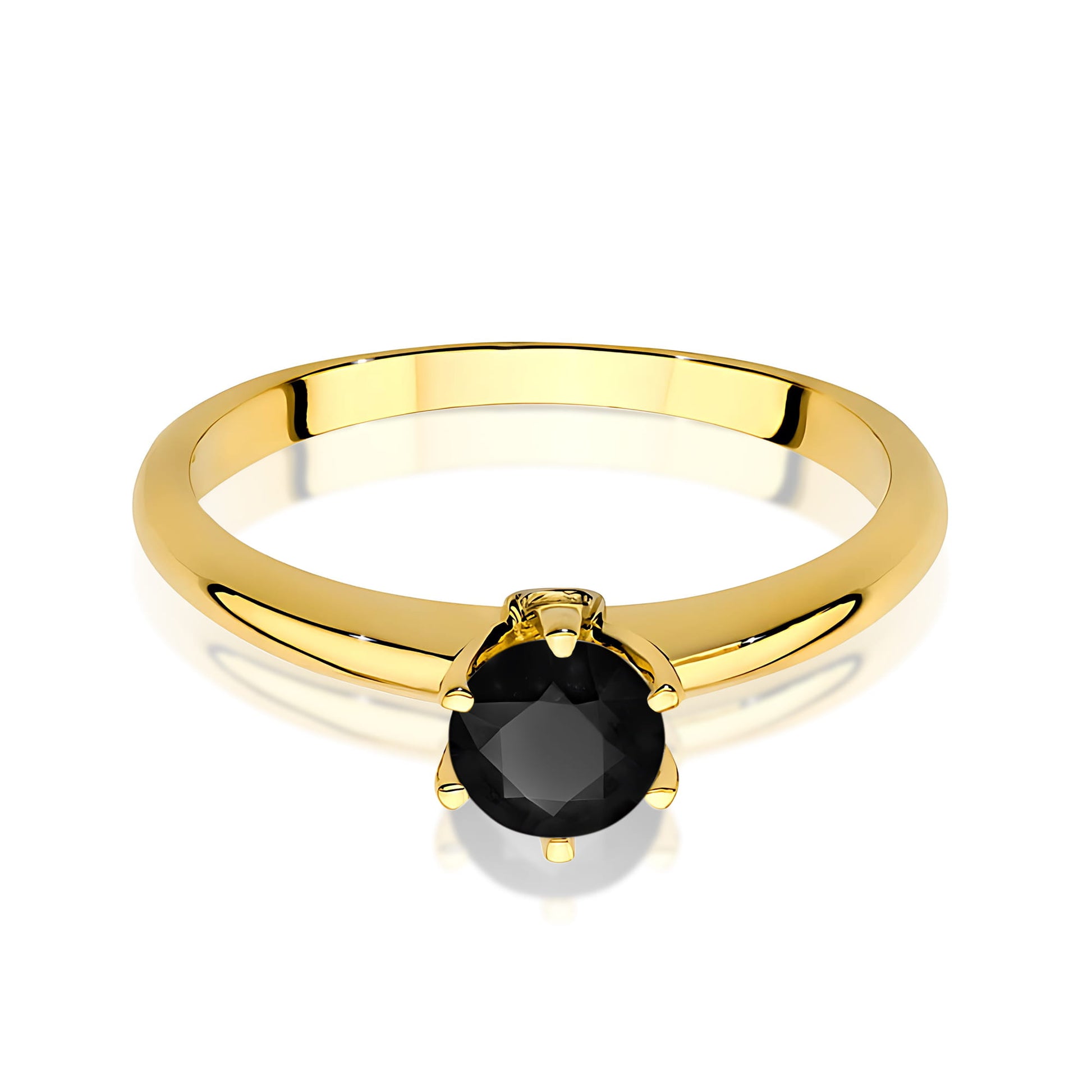 Inel Aur 9K cu Diamante Naturale Albe si Negre 0.54 ct