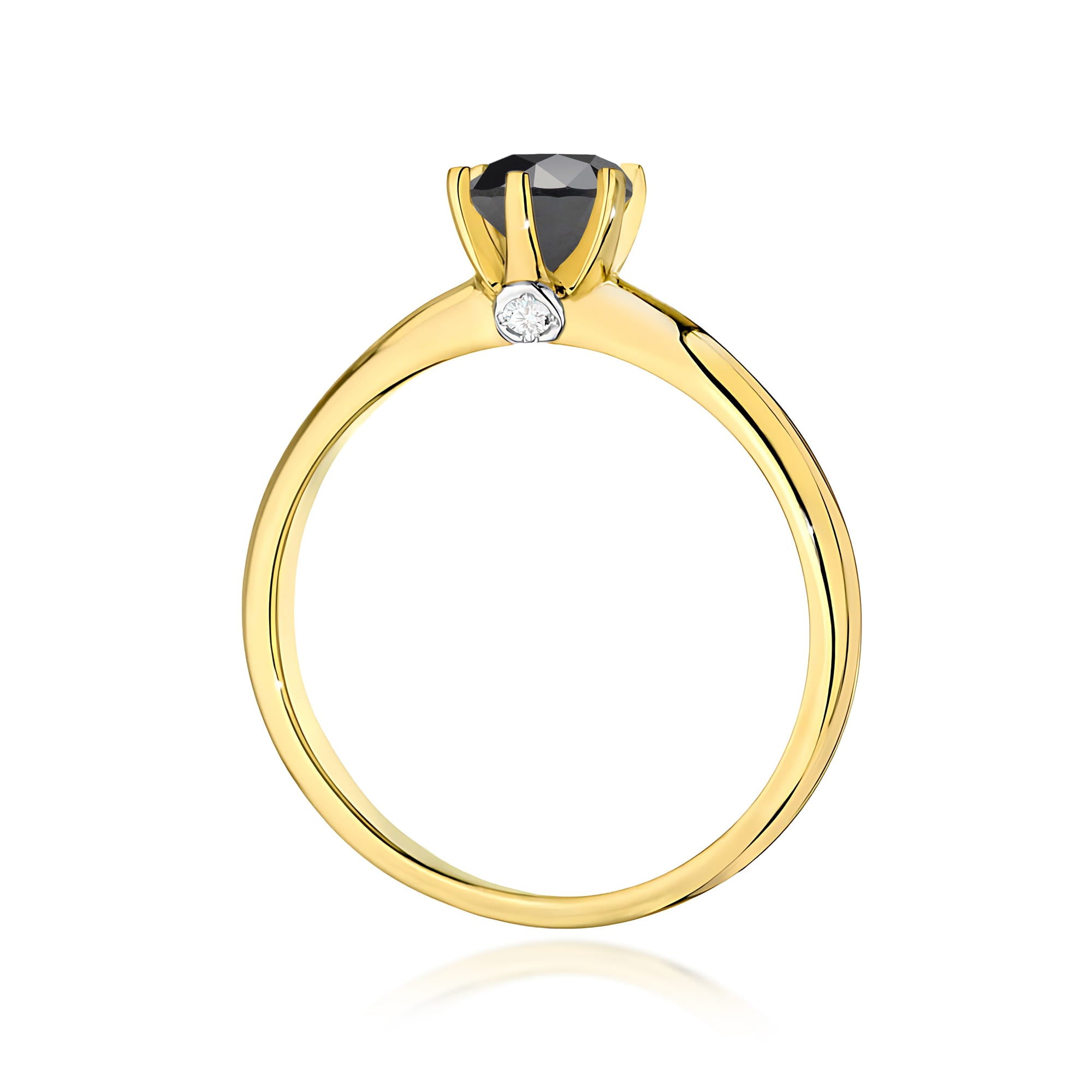 Inel Aur 9K cu Diamante Naturale Albe si Negre 0.54 ct