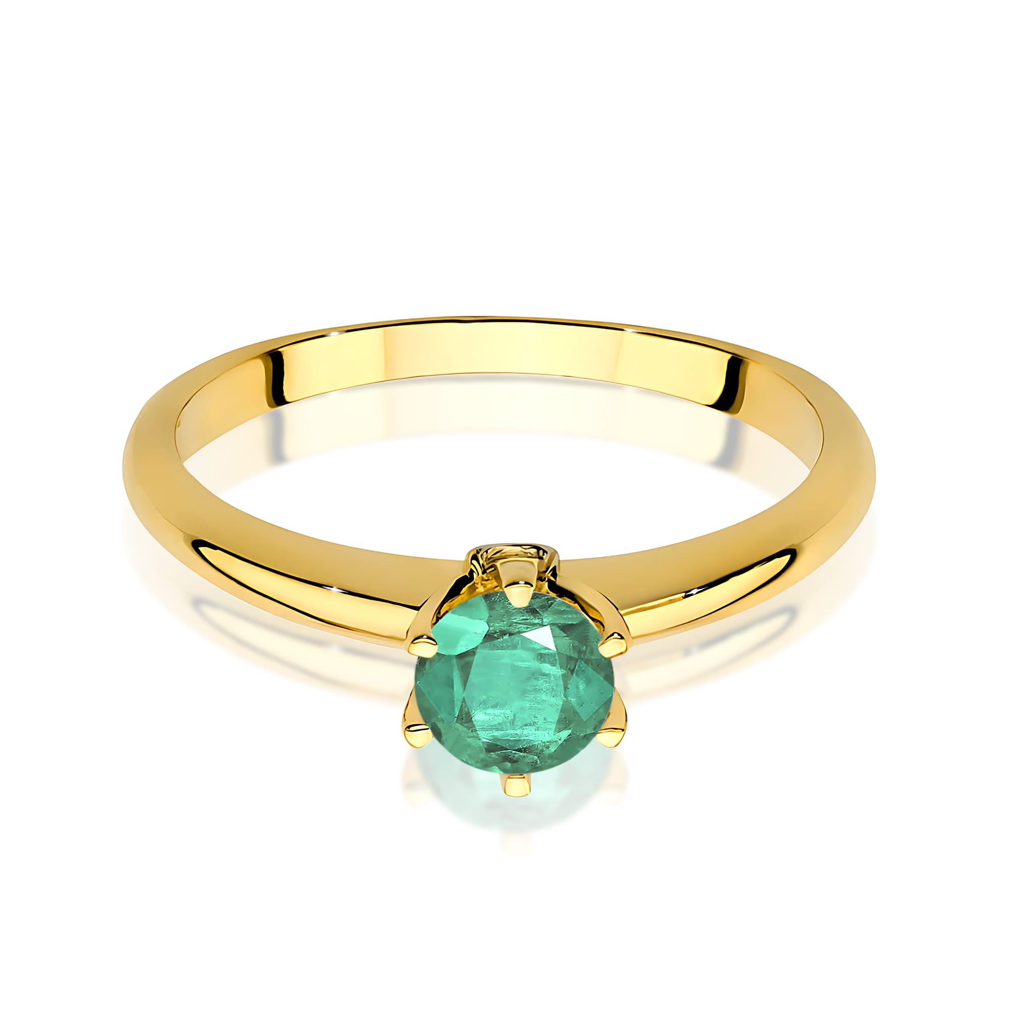 Inel Aur 9K cu Smarald 0.50 ct si Diamante Naturale 0.04 ct