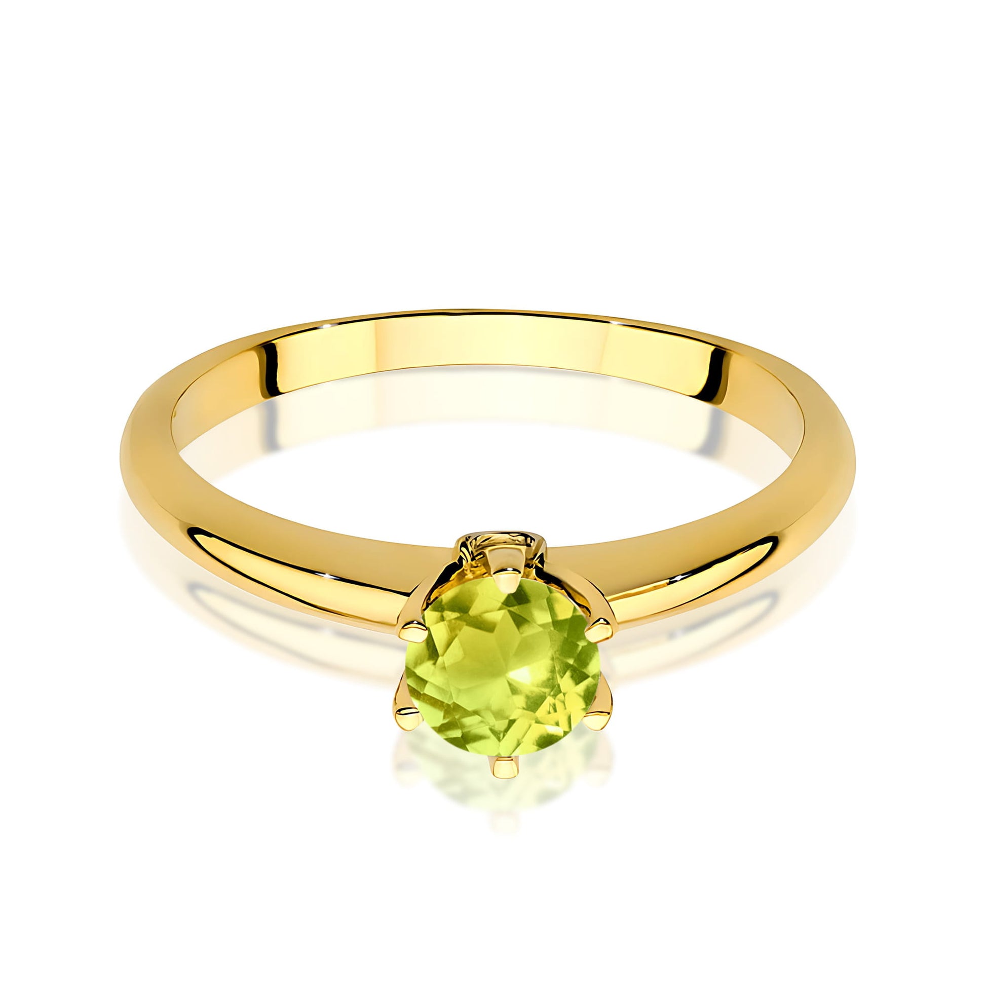 Inel Aur 9K cu Peridot 0.60 ct si Diamante Naturale 0.04 ct