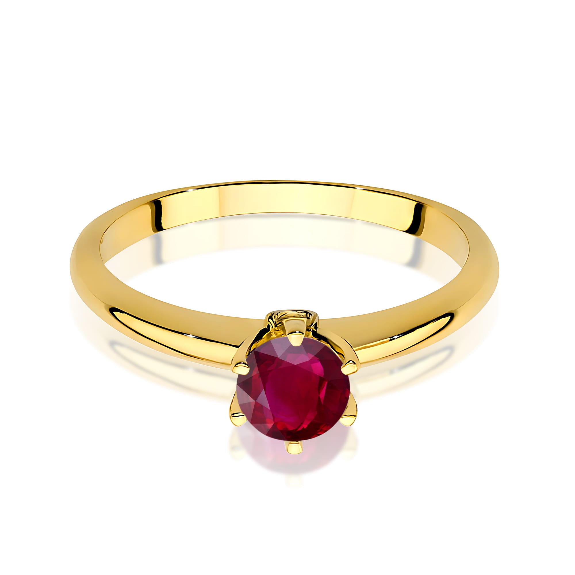 Inel Aur 9K cu Rubin 0.60 ct si Diamante Naturale 0.04 ct
