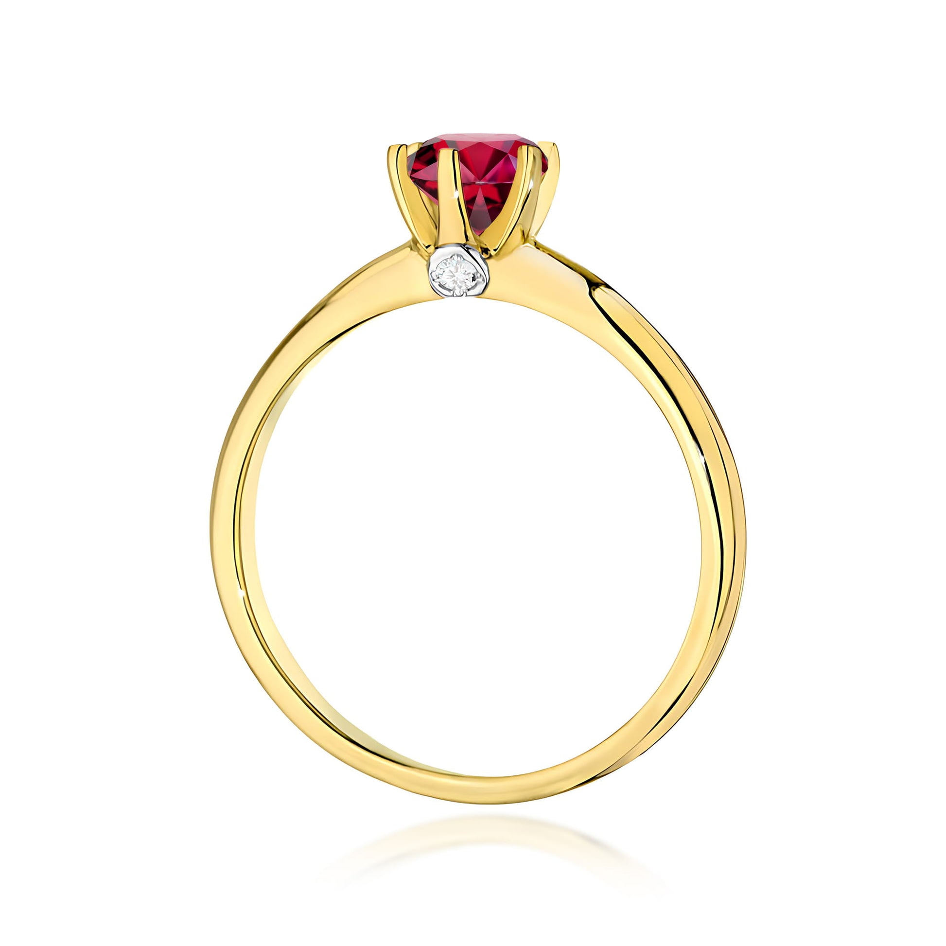 Inel Aur 9K cu Rubin 0.60 ct si Diamante Naturale 0.04 ct