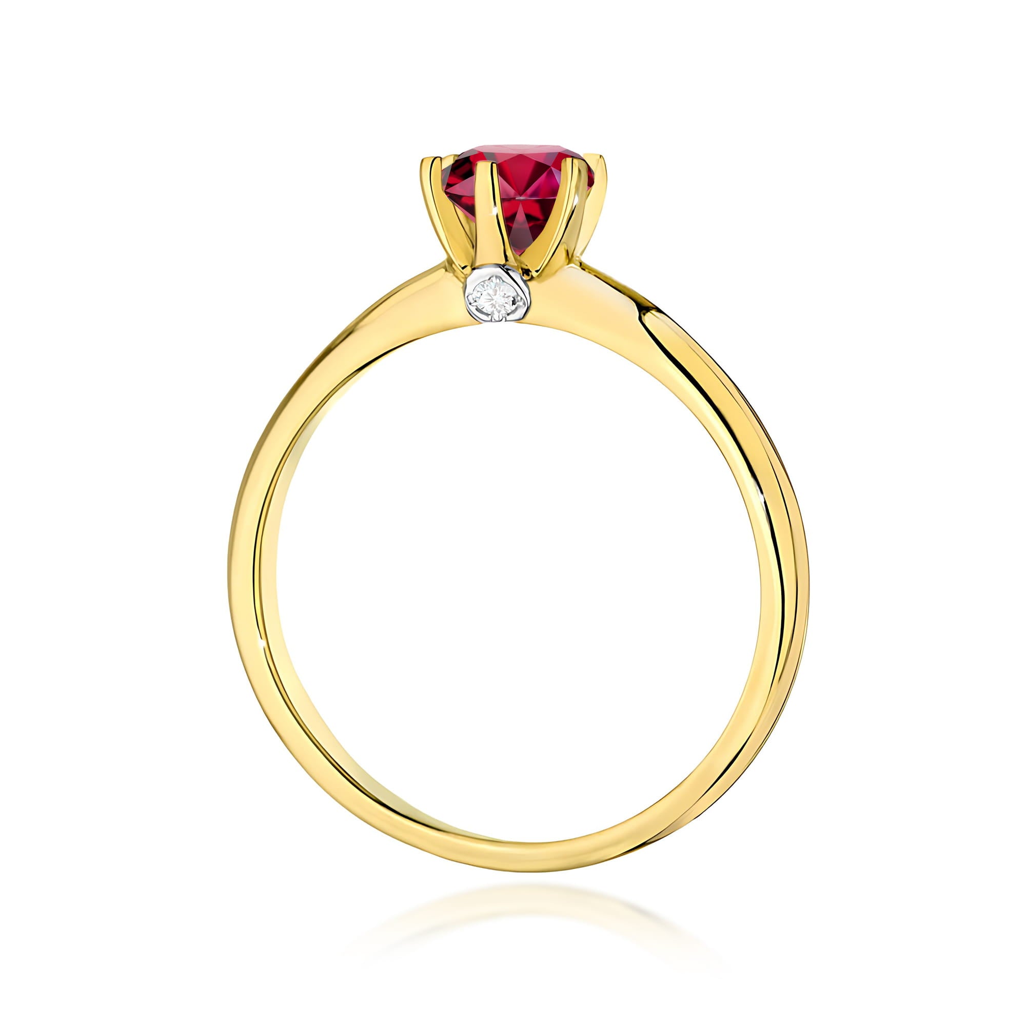 Inel Aur 9K cu Rubin 0.60 ct si Diamante Naturale 0.04 ct