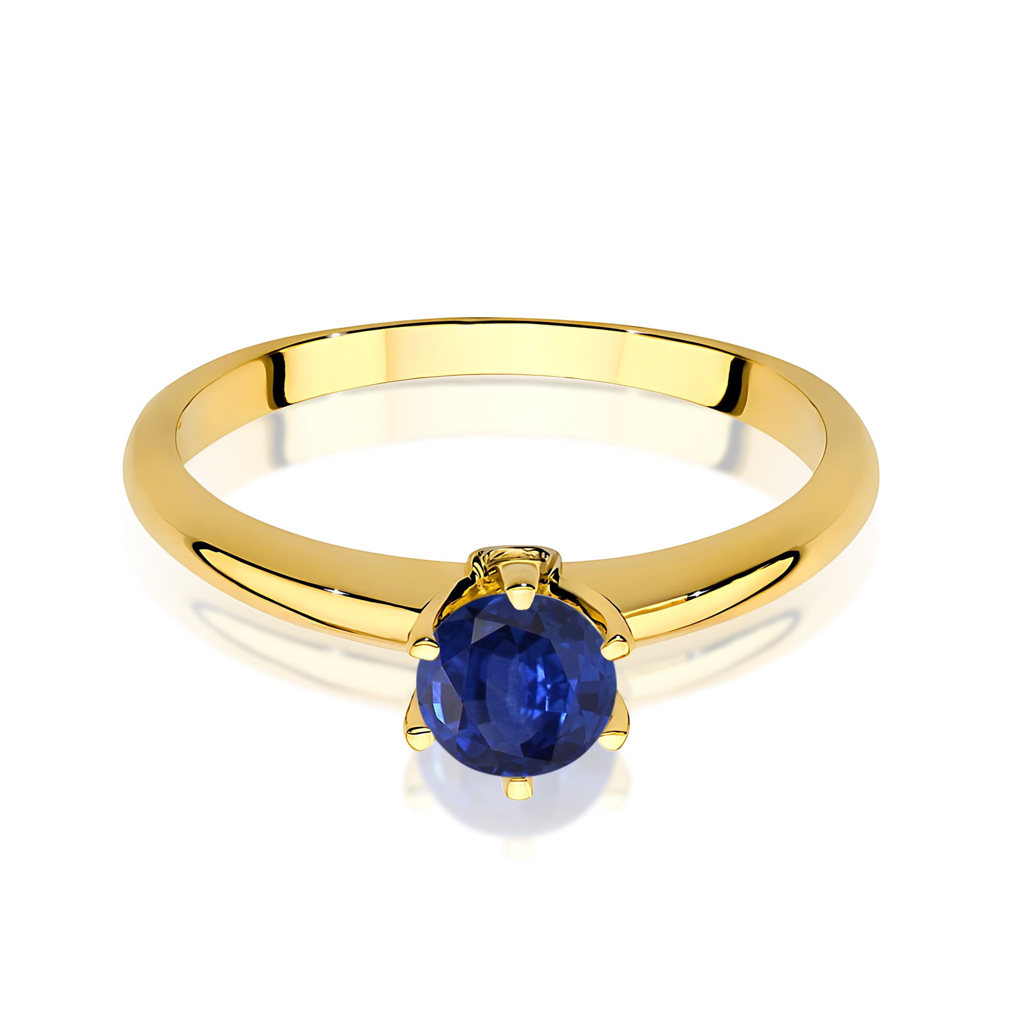 Inel Aur 9K cu Safir 0.50 ct si Diamante Naturale 0.04 ct