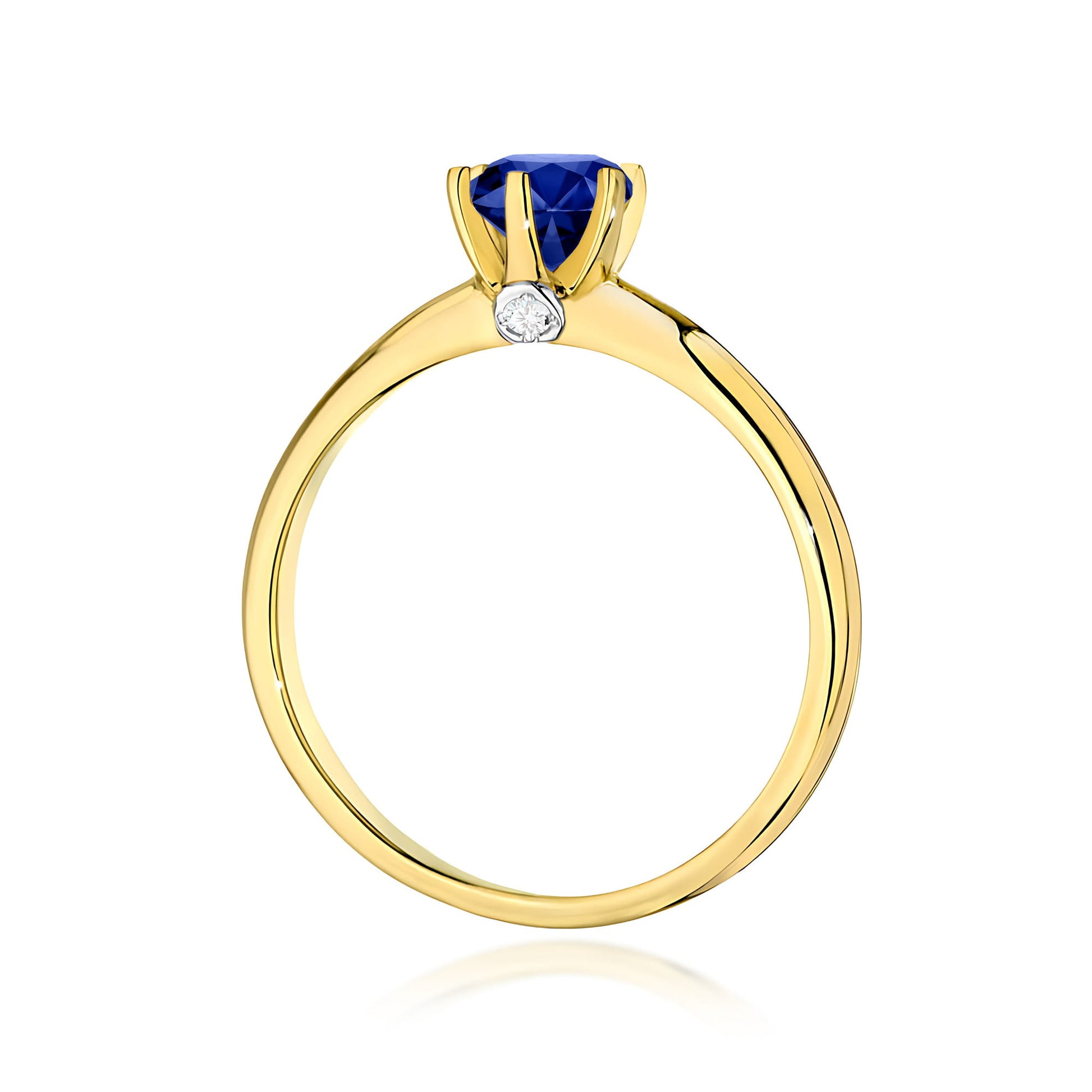 Inel Aur 9K cu Safir 0.50 ct si Diamante Naturale 0.04 ct