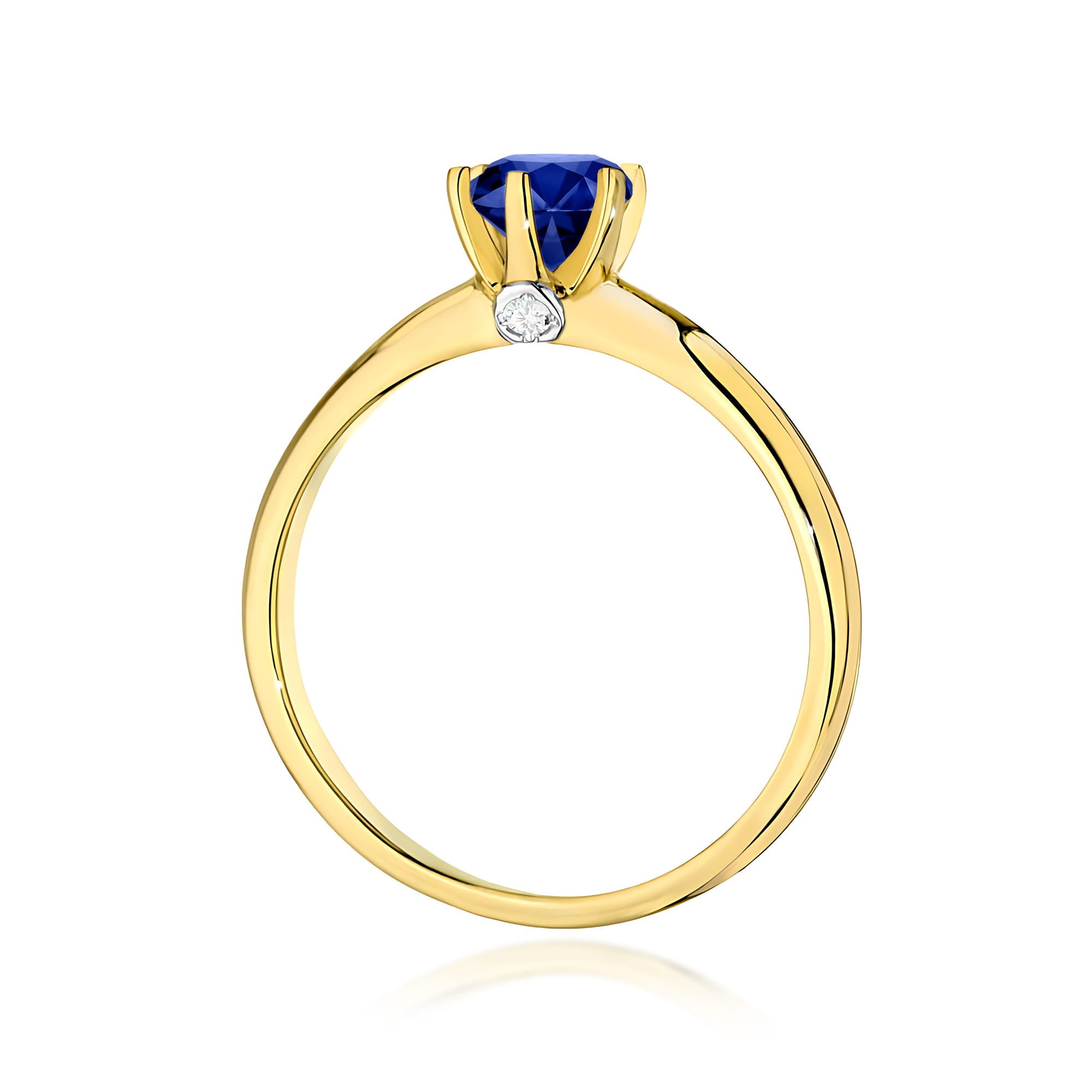 Inel Aur 9K cu Safir 0.50 ct si Diamante Naturale 0.04 ct