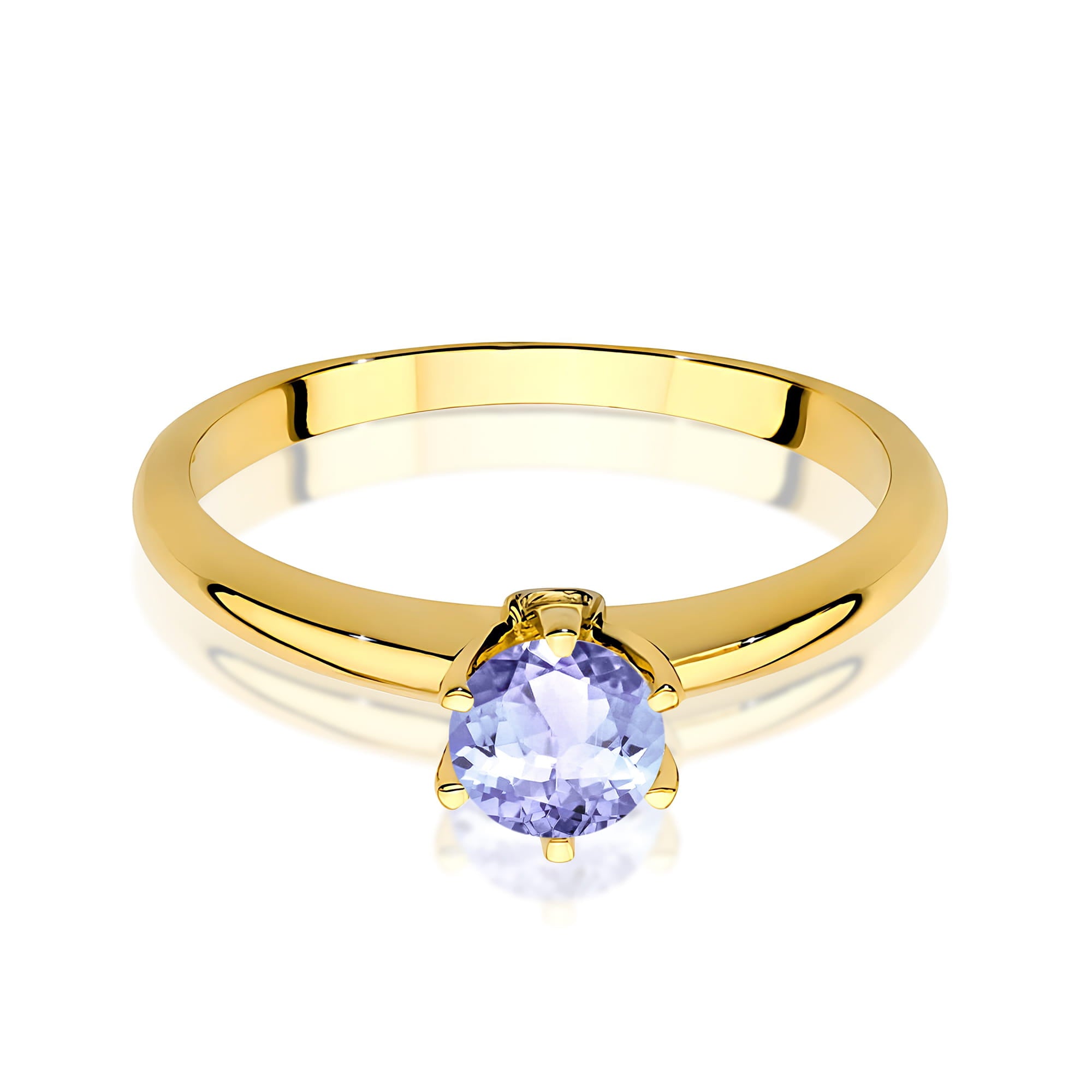 Inel Aur 9K cu Tanzanit 0.50 ct si Diamante Naturale 0.04 ct