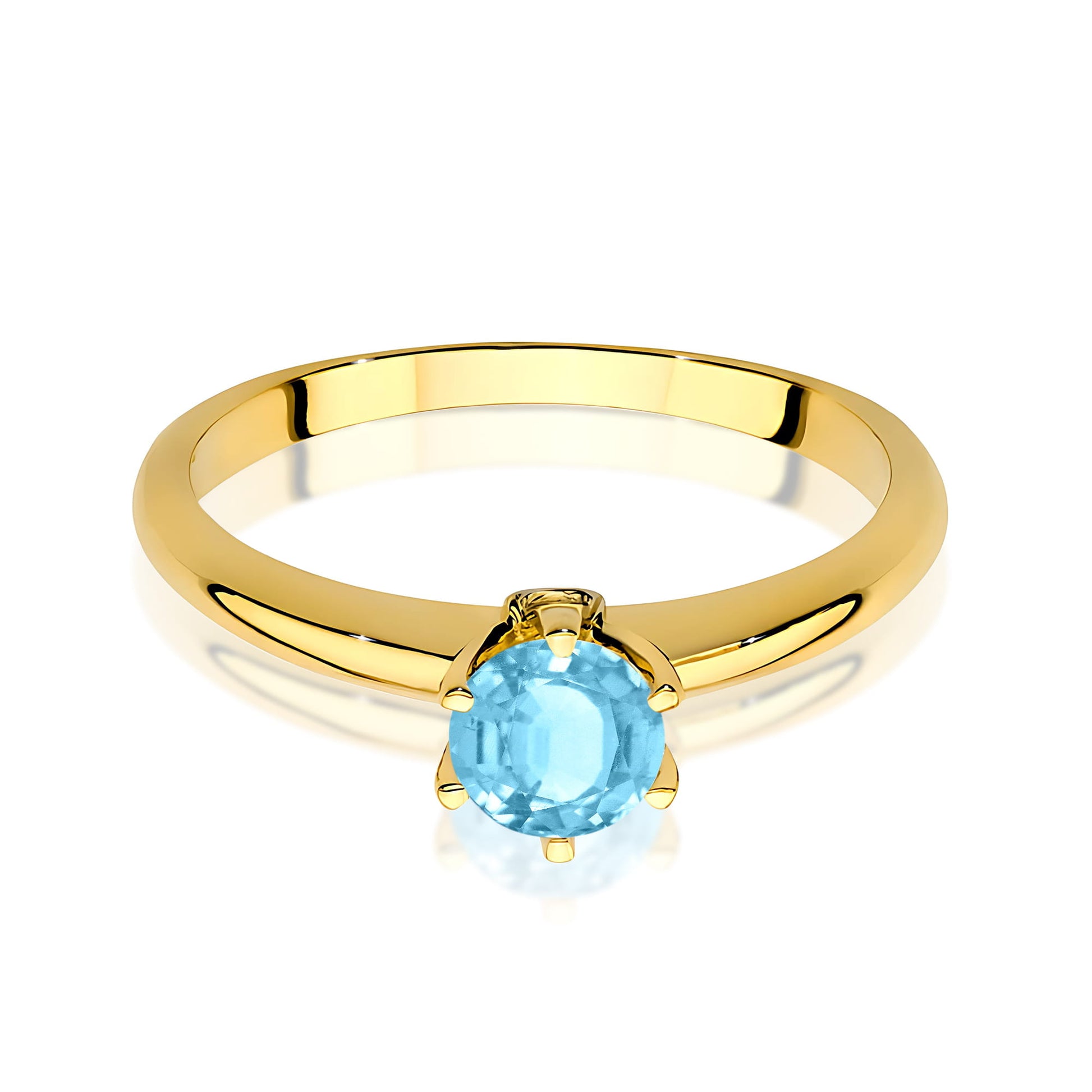 Inel Aur 9K cu Topaz Swiss 0.50 ct si Diamante Naturale 0.04 ct
