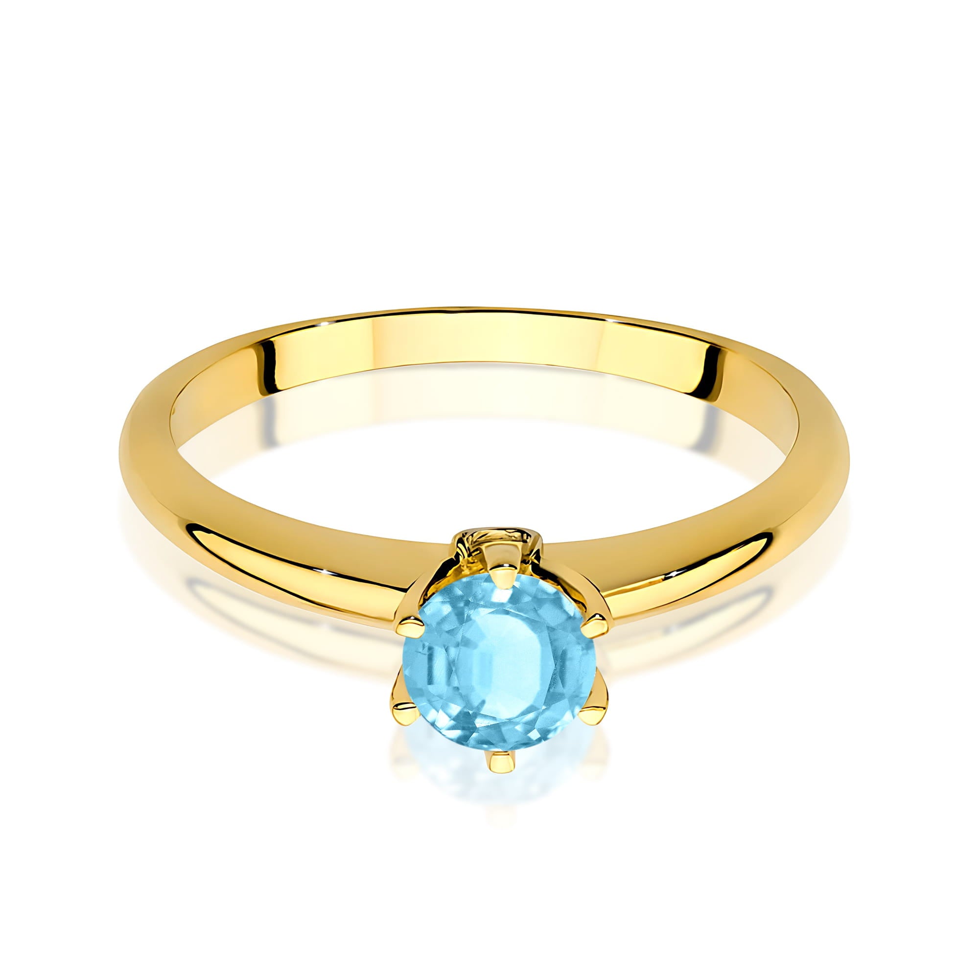 Inel Aur 9K cu Topaz Swiss 0.50 ct si Diamante Naturale 0.04 ct