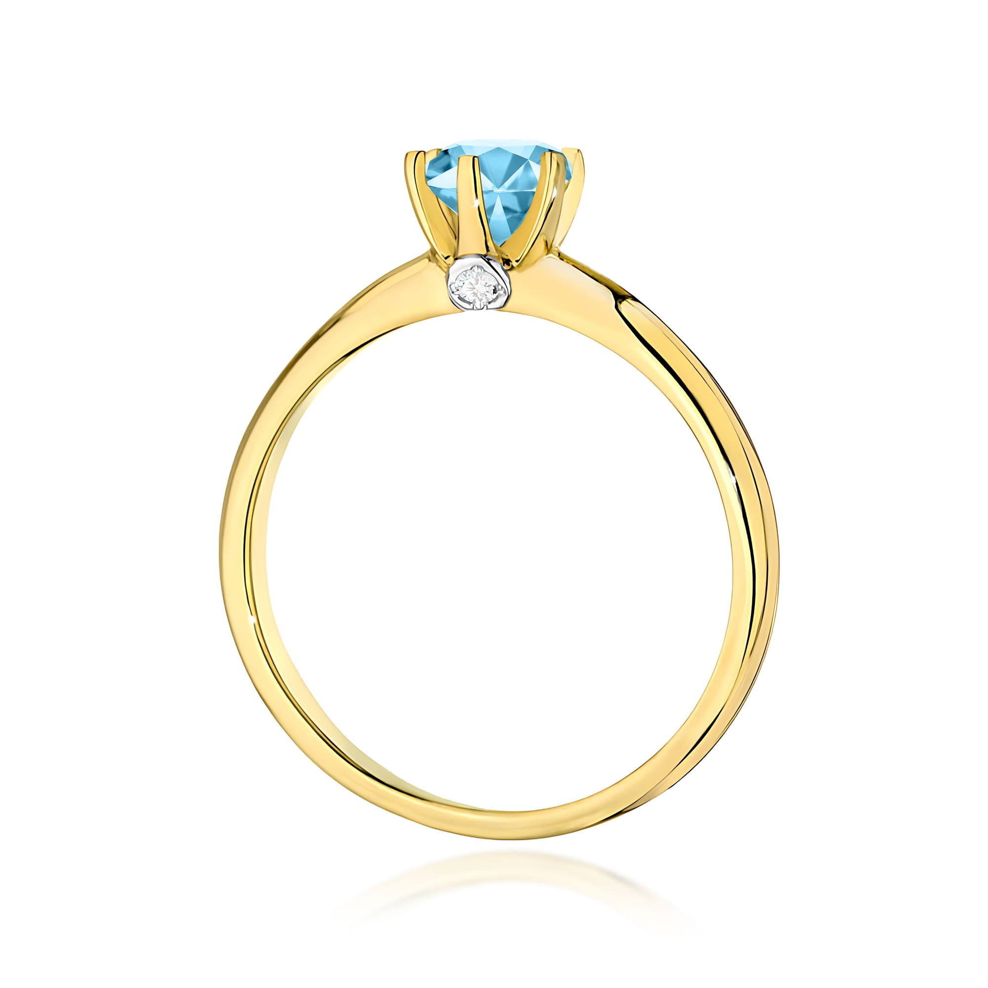 Inel Aur 9K cu Topaz Swiss 0.50 ct si Diamante Naturale 0.04 ct
