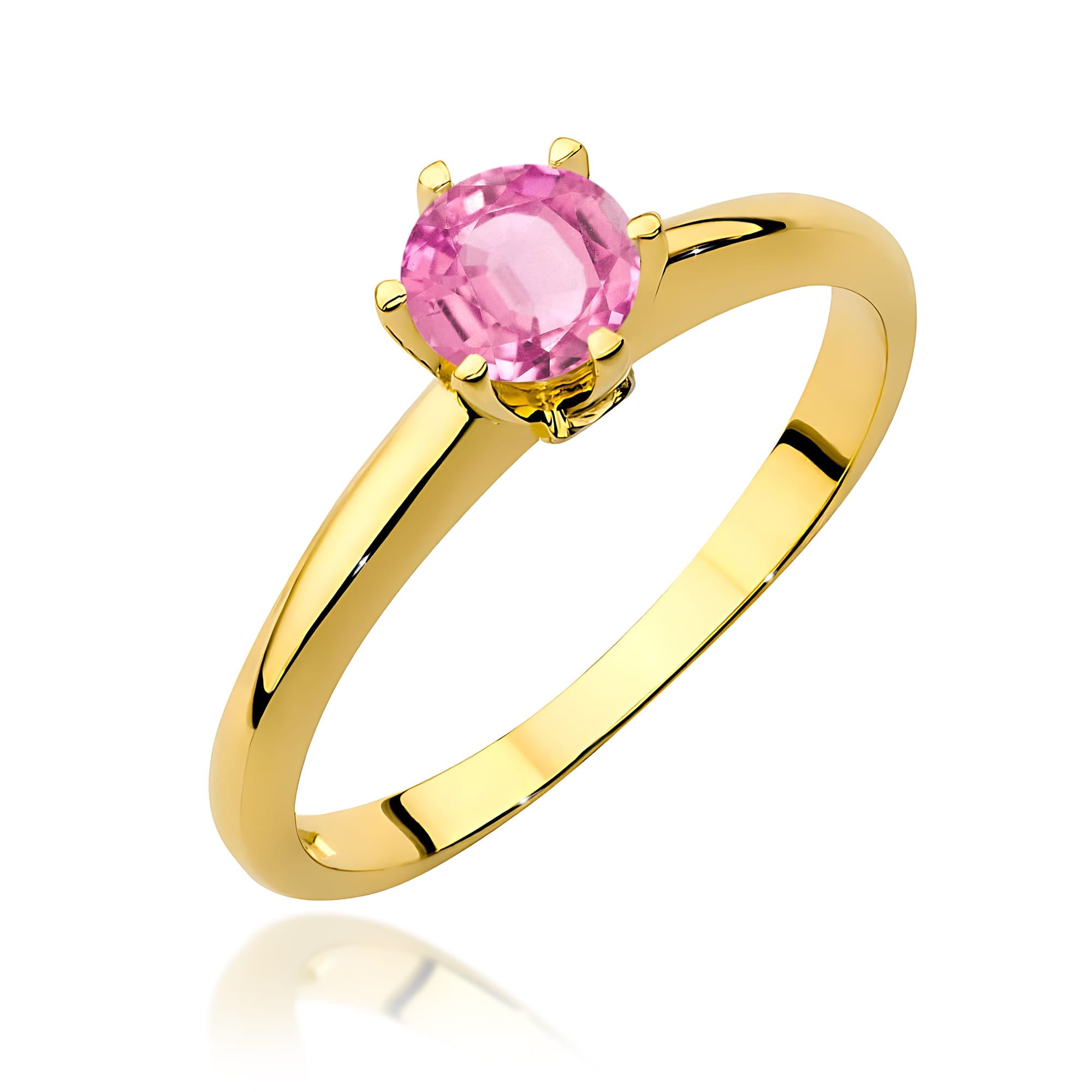 Inel Aur 9K cu Topaz Roz 0.60 ct si Diamante Naturale 0.04 ct