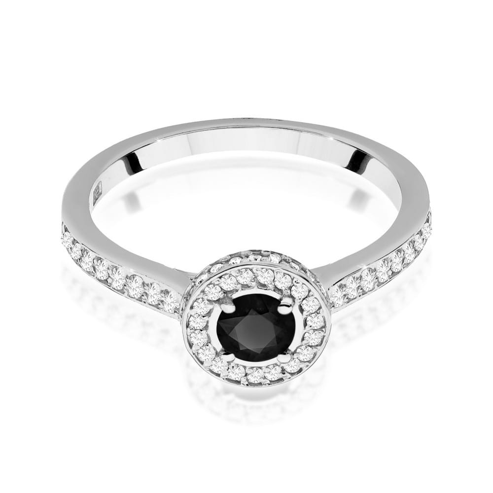 Inel Aur 9K cu Diamante Naturale Albe si Negre 0.64 ct