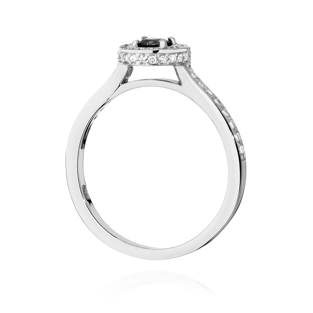 Inel Aur 9K cu Diamante Naturale Albe si Negre 0.64 ct