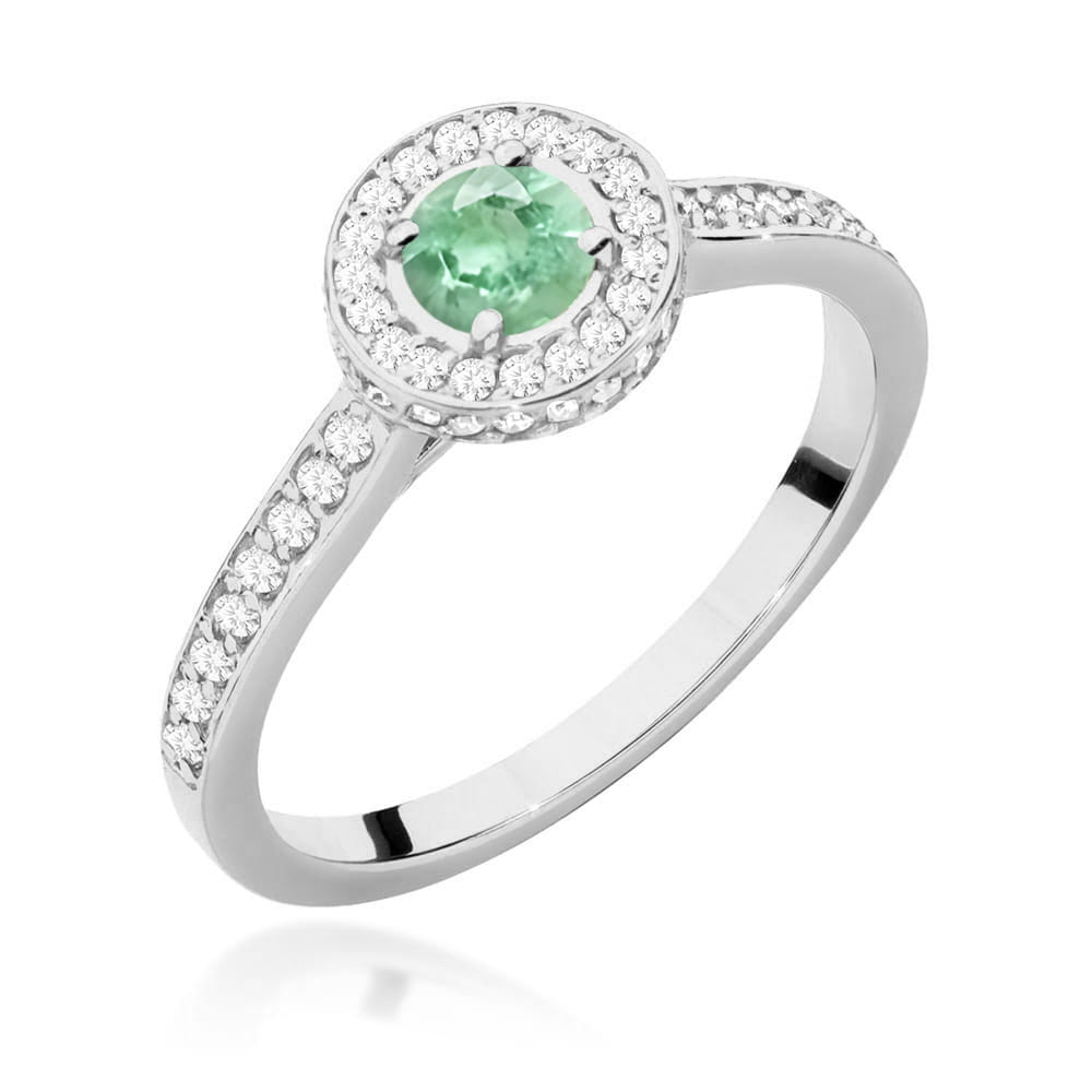 Inel Aur 9K cu Smarald 0.30 ct si Diamante Naturale 0.34 ct