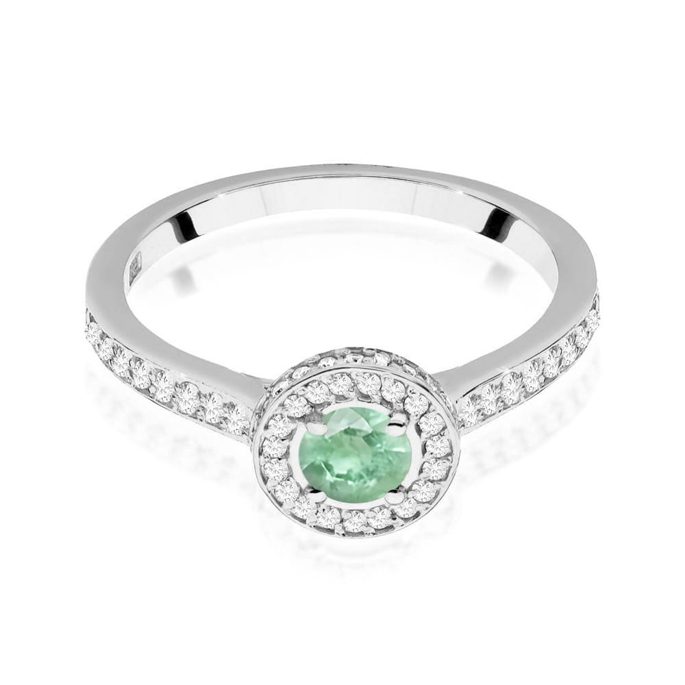 Inel Aur 9K cu Smarald 0.30 ct si Diamante Naturale 0.34 ct