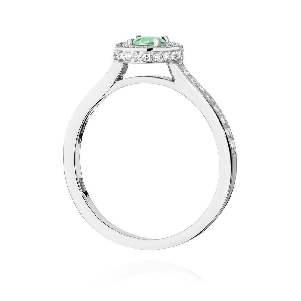 Inel Aur 9K cu Smarald 0.30 ct si Diamante Naturale 0.34 ct