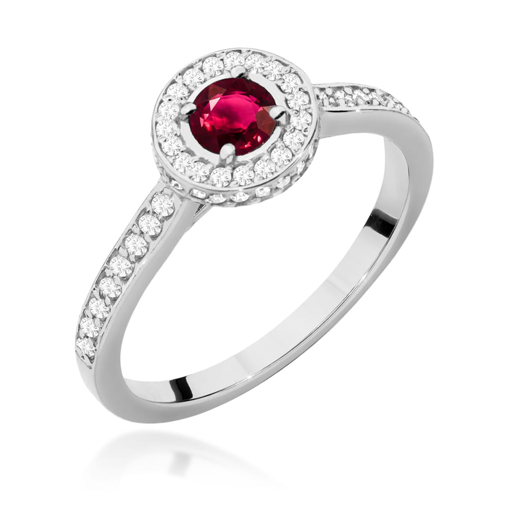 Inel Aur 9K cu Rubin 0.30 ct si Diamante Naturale 0.34 ct