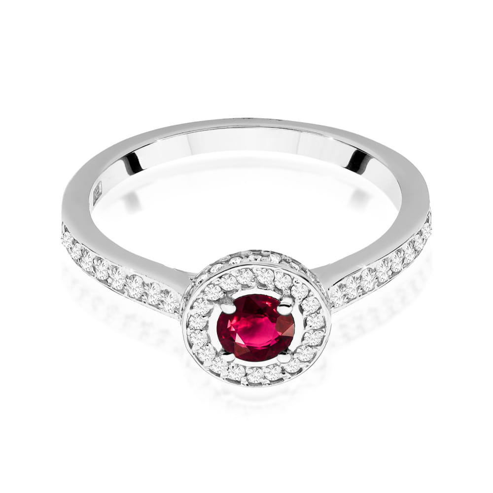 Inel Aur 9K cu Rubin 0.30 ct si Diamante Naturale 0.34 ct