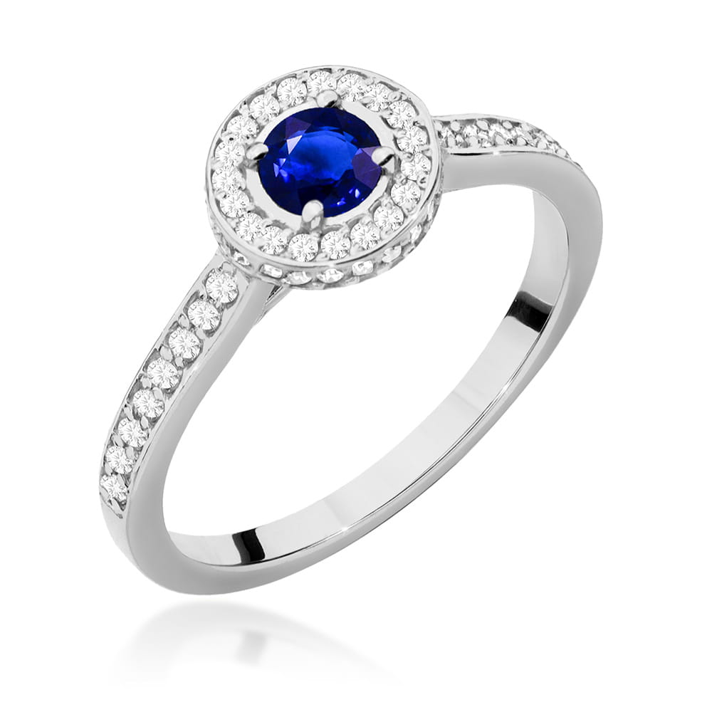 Inel Aur 9K cu Safir 0.30 ct si Diamante Naturale 0.34 ct