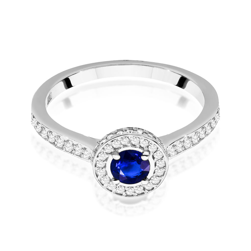 Inel Aur 9K cu Safir 0.30 ct si Diamante Naturale 0.34 ct