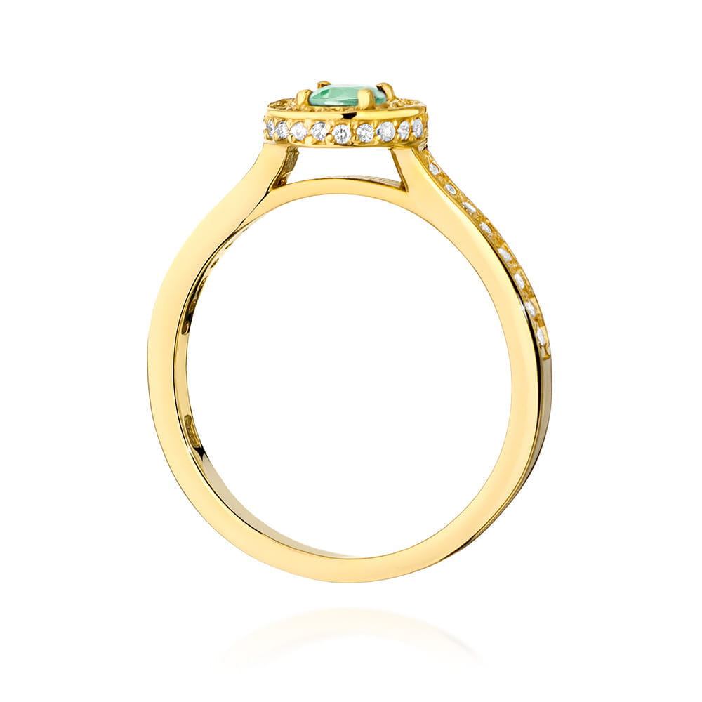 Inel Aur 9K cu Smarald 0.30 ct si Diamante Naturale 0.34 ct