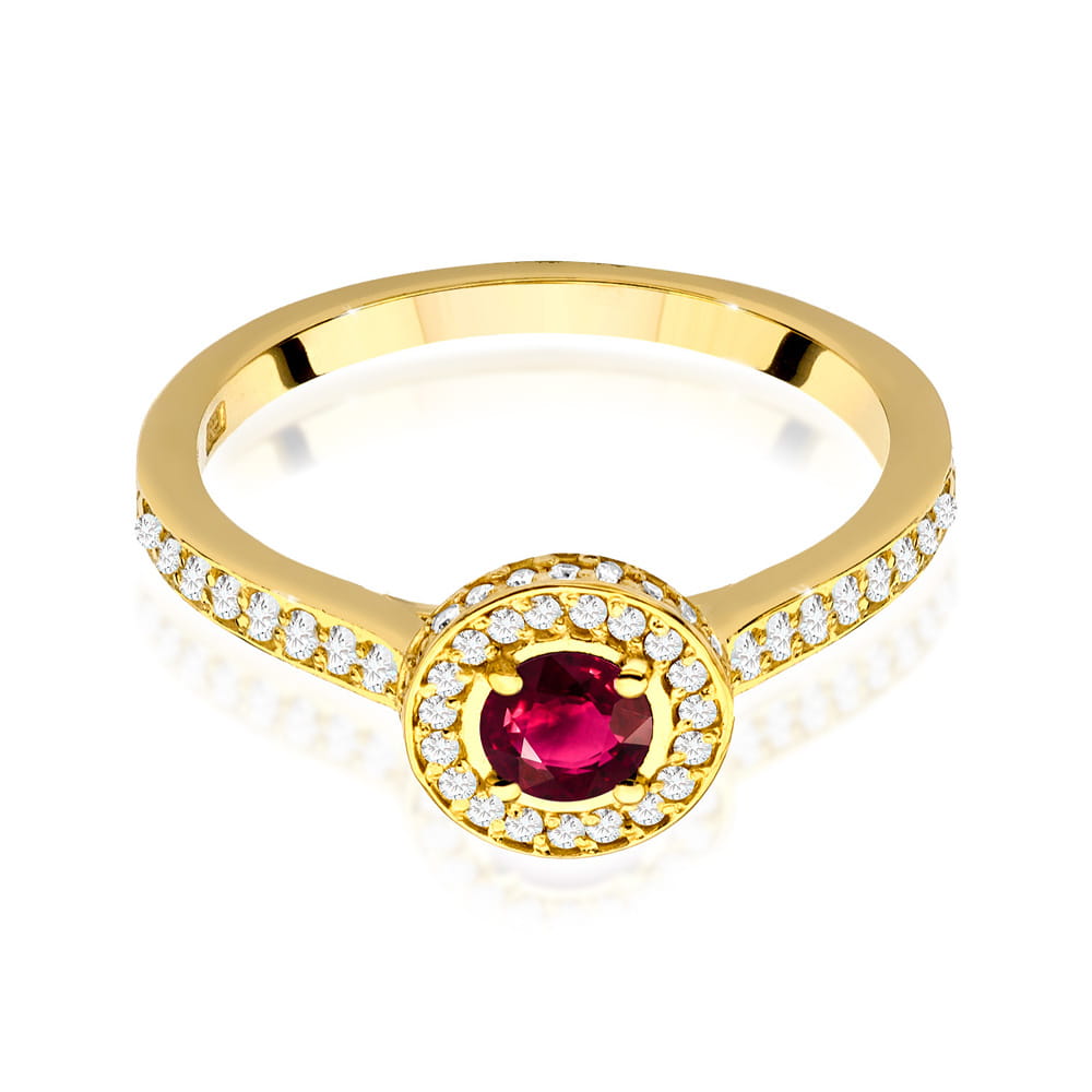 Inel Aur 9K cu Rubin 0.30 ct si Diamante Naturale 0.34 ct