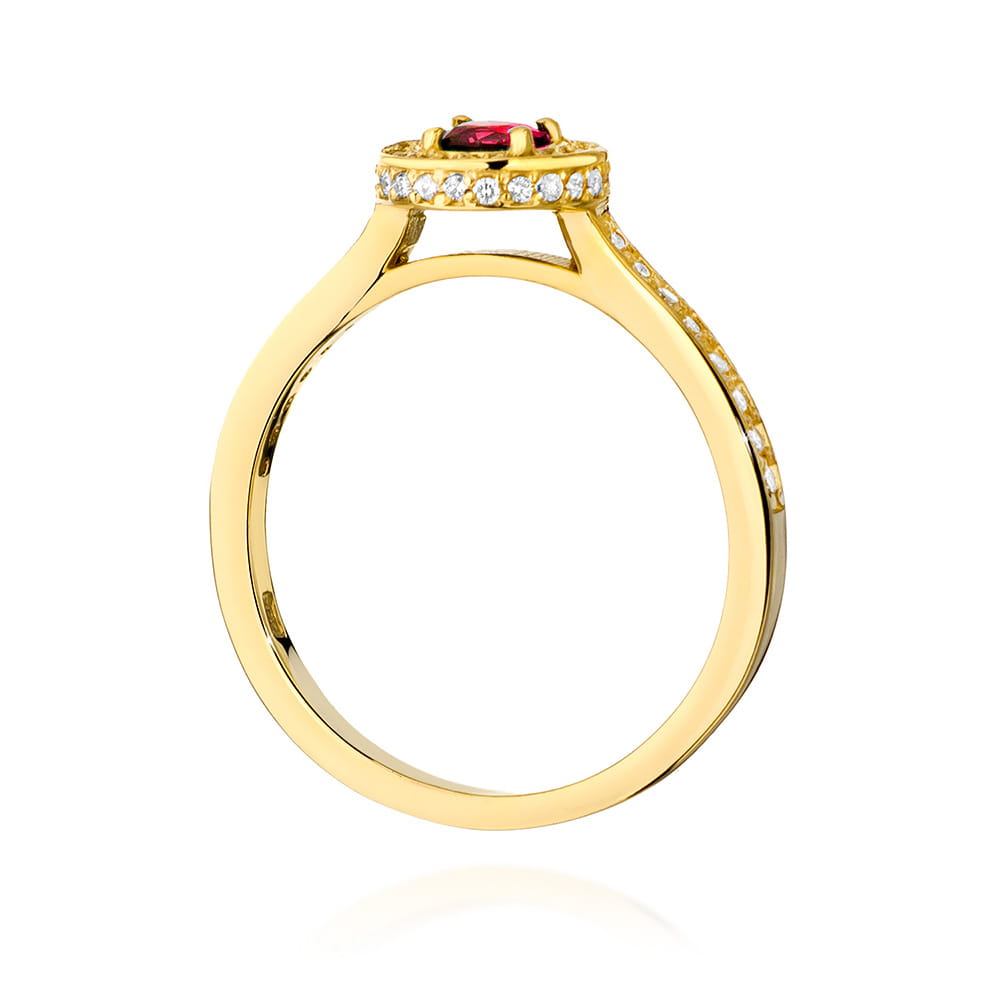 Inel Aur 9K cu Rubin 0.30 ct si Diamante Naturale 0.34 ct