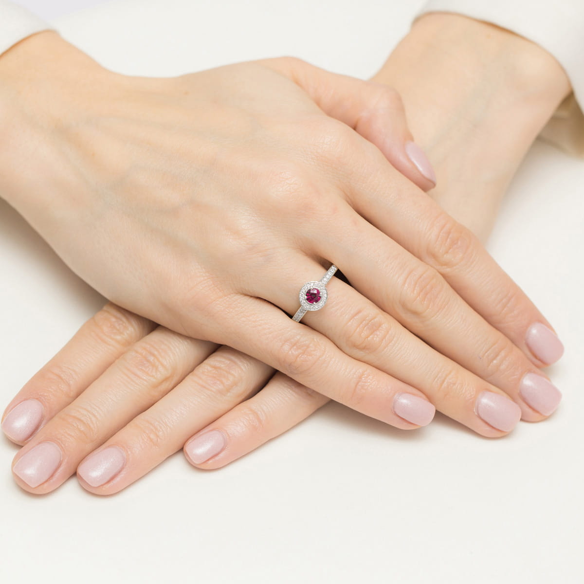 Inel Aur 9K cu Rubin 0.30 ct si Diamante Naturale 0.34 ct