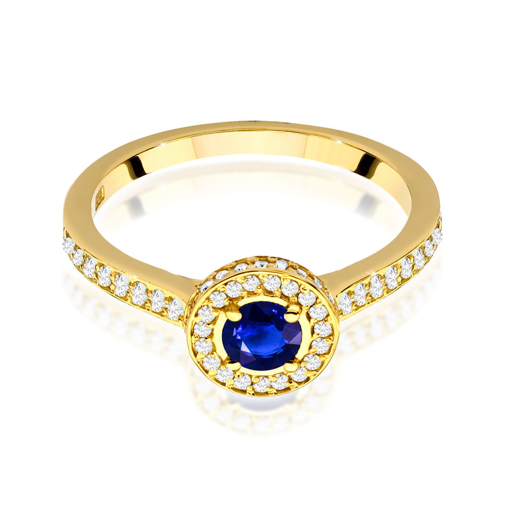 Inel Aur 9K cu Safir 0.30 ct si Diamante Naturale 0.34 ct