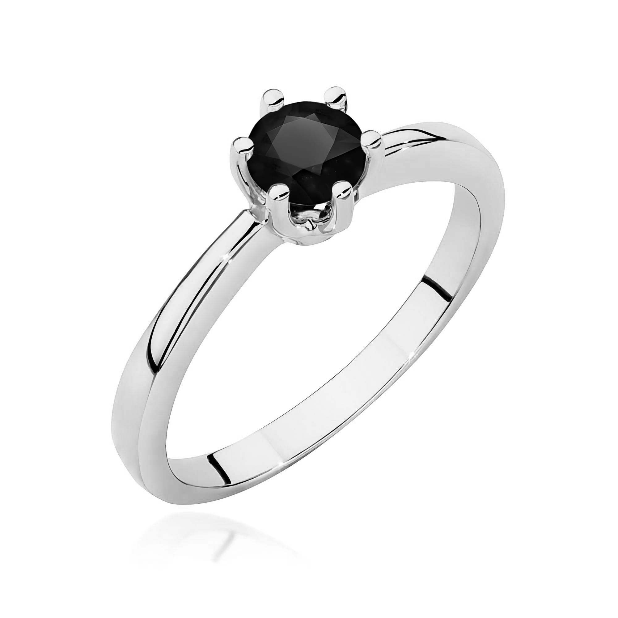 Inel Aur 9K cu Diamant Natural Negru 0.50 ct