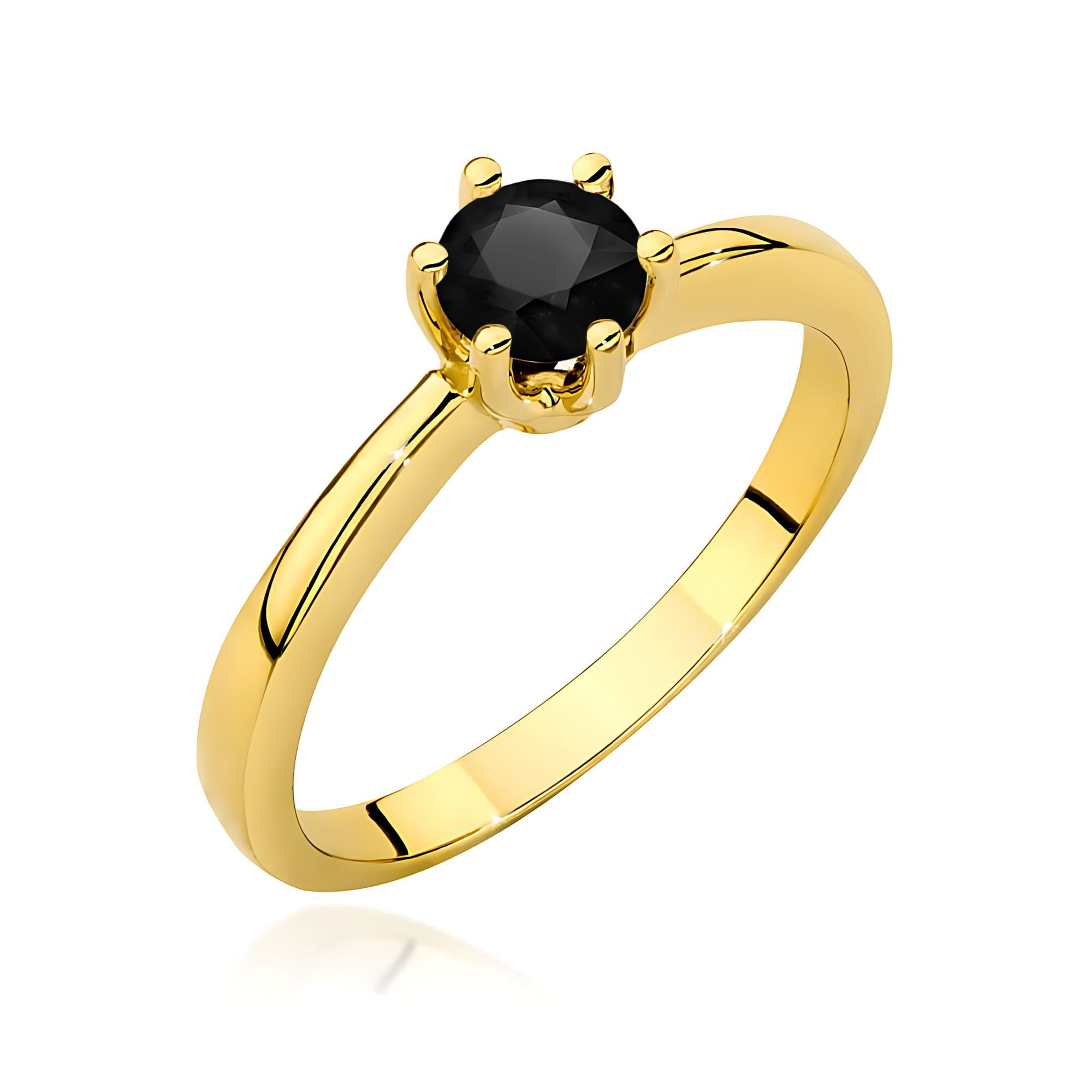 Inel Aur 9K cu Diamant Natural Negru 0.50 ct