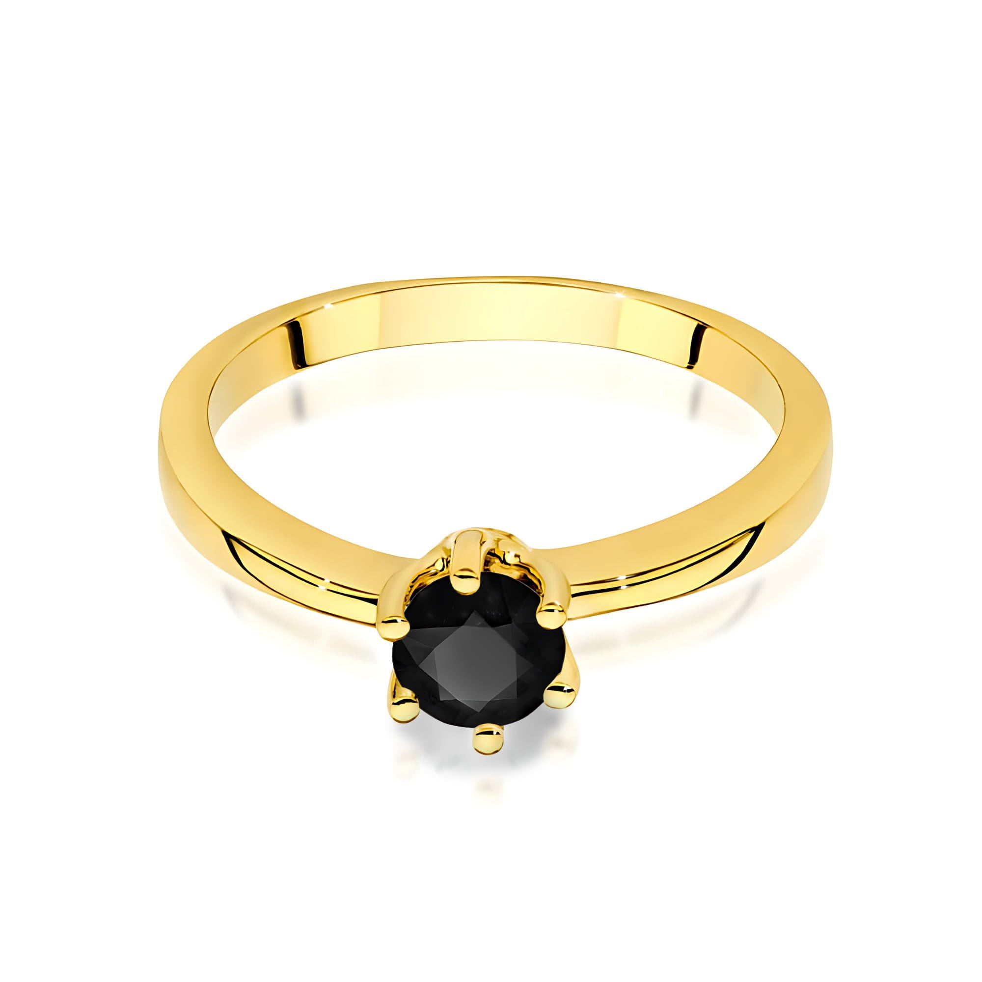 Inel Aur 9K cu Diamant Natural Negru 0.50 ct