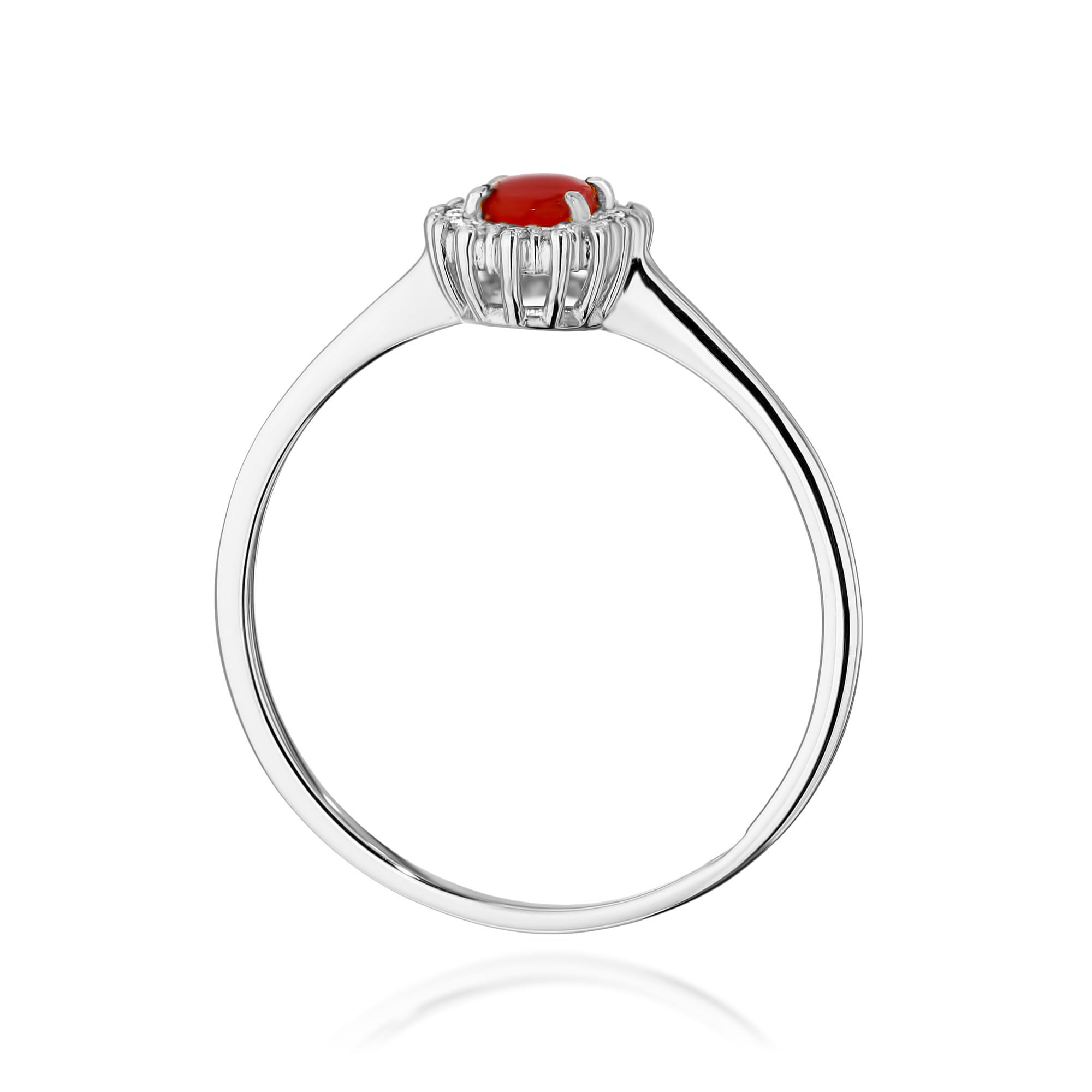 Inel Aur 9K cu Coral 0.20 ct si Diamante Naturale 0.08 ct